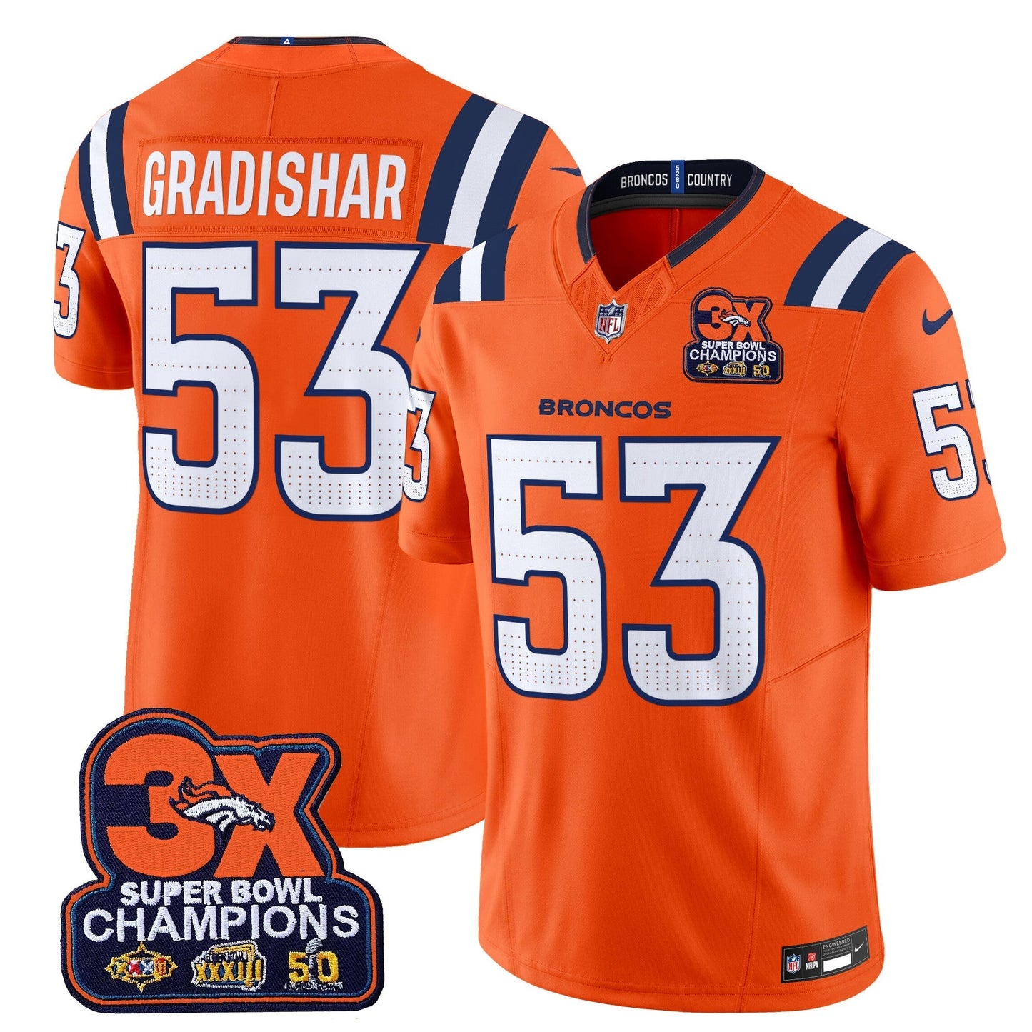 DEN 3-Time Champions Patch Vapor Limited Jersey V2 - All Stitched