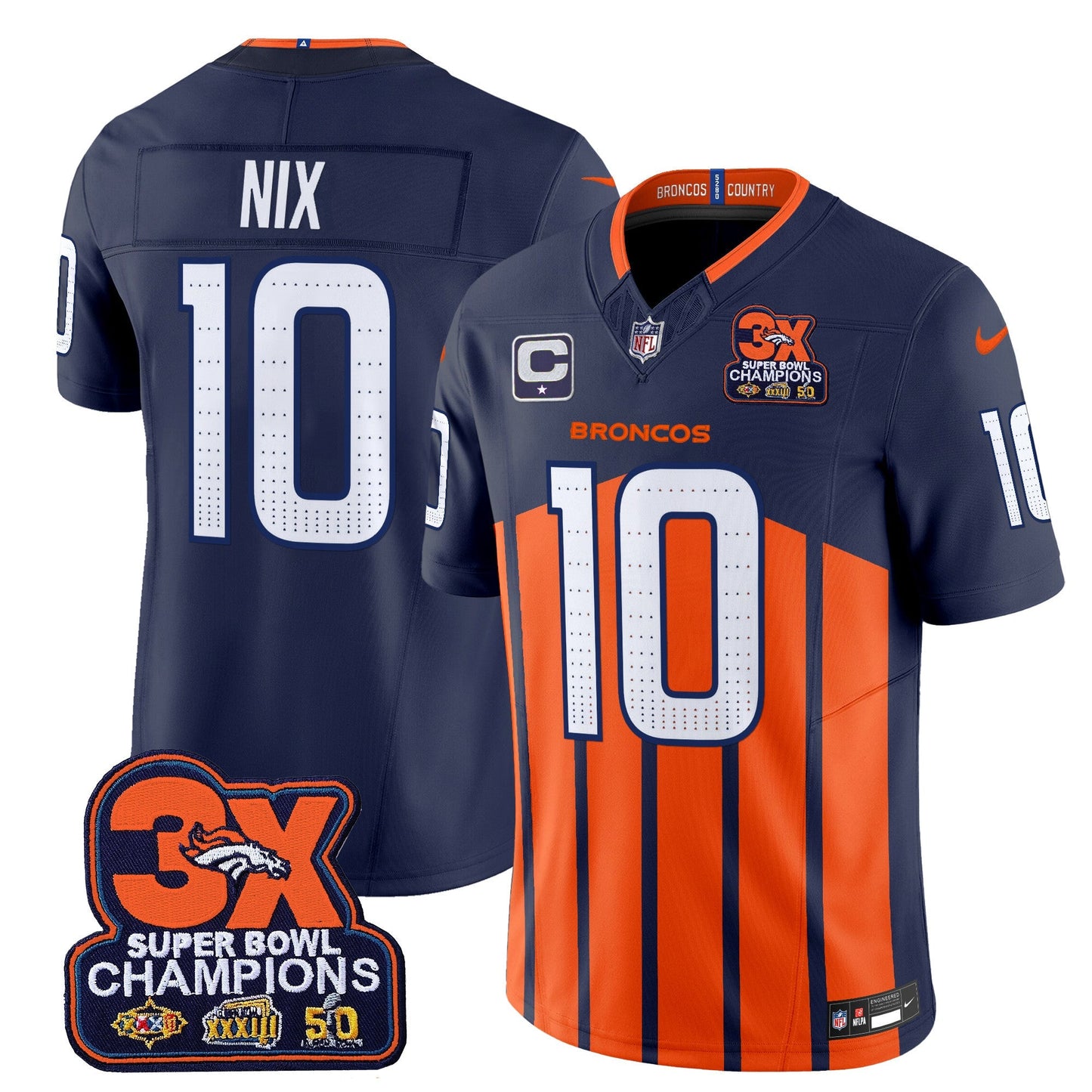 DEN 3-Time Champions Patch Vapor Limited Jersey V2 - All Stitched