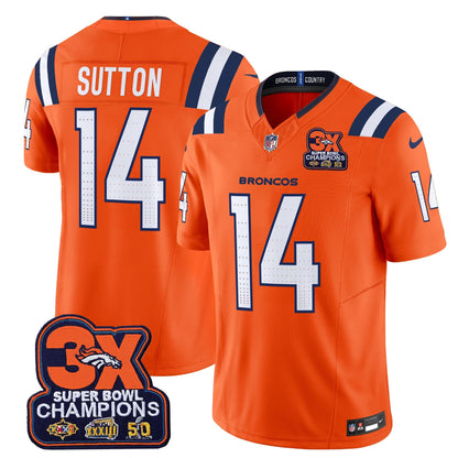 DEN 3-Time Champions Patch Vapor Limited Jersey V2 - All Stitched