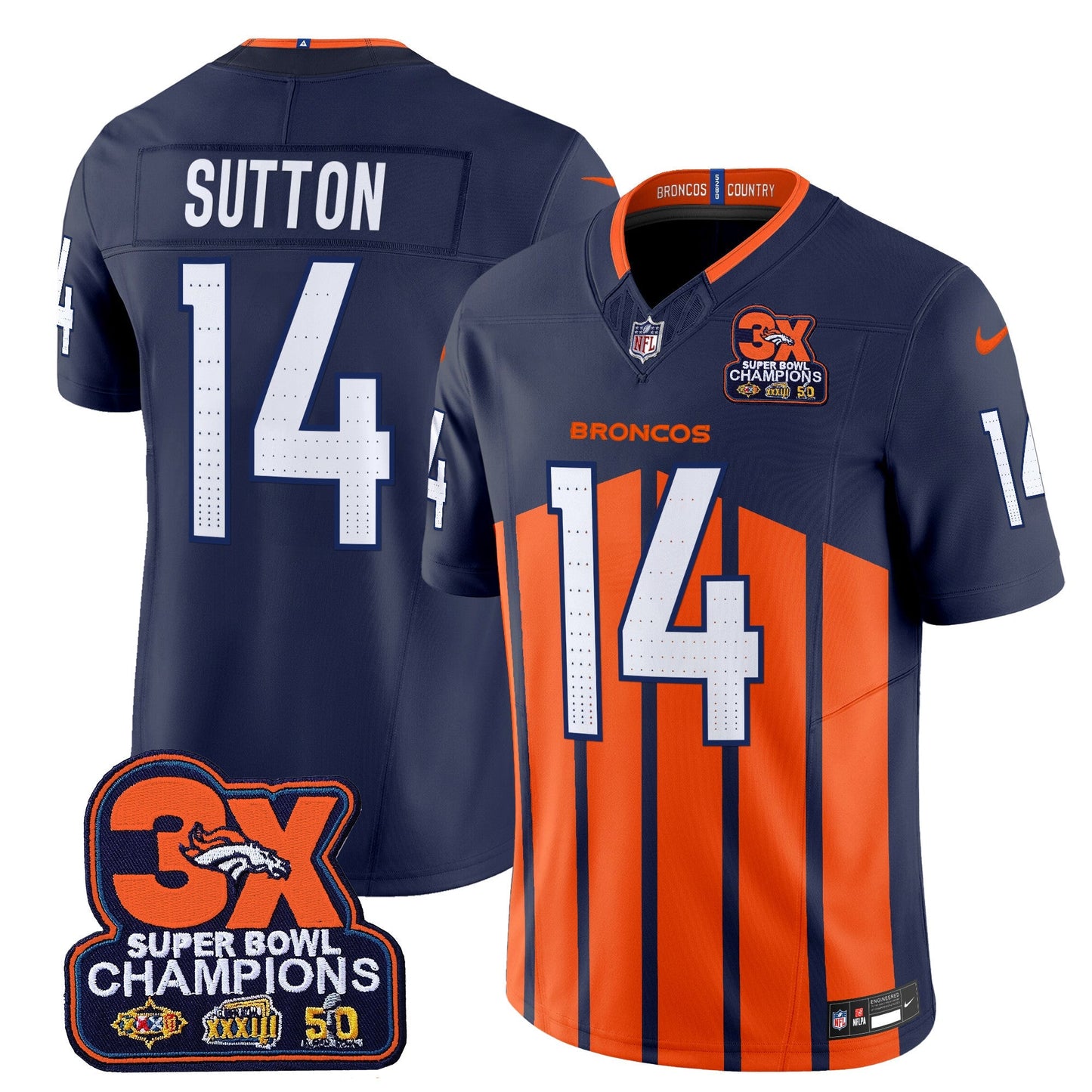 DEN 3-Time Champions Patch Vapor Limited Jersey V2 - All Stitched
