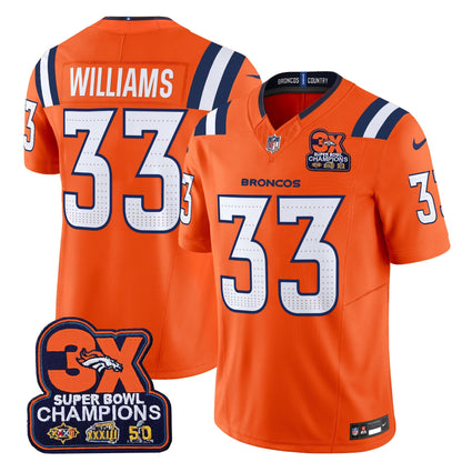 DEN 3-Time Champions Patch Vapor Limited Jersey V2 - All Stitched