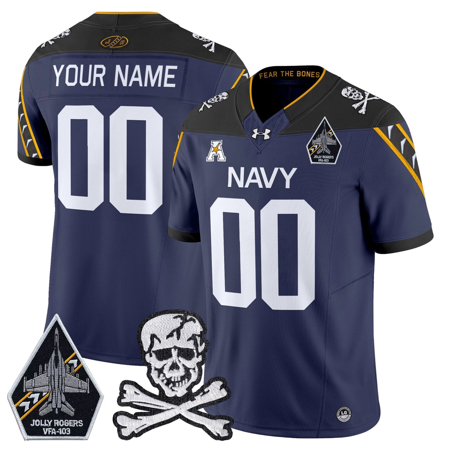 Navy Midshipmen 2024 Vapor Limited Custom Jersey - All Stitched