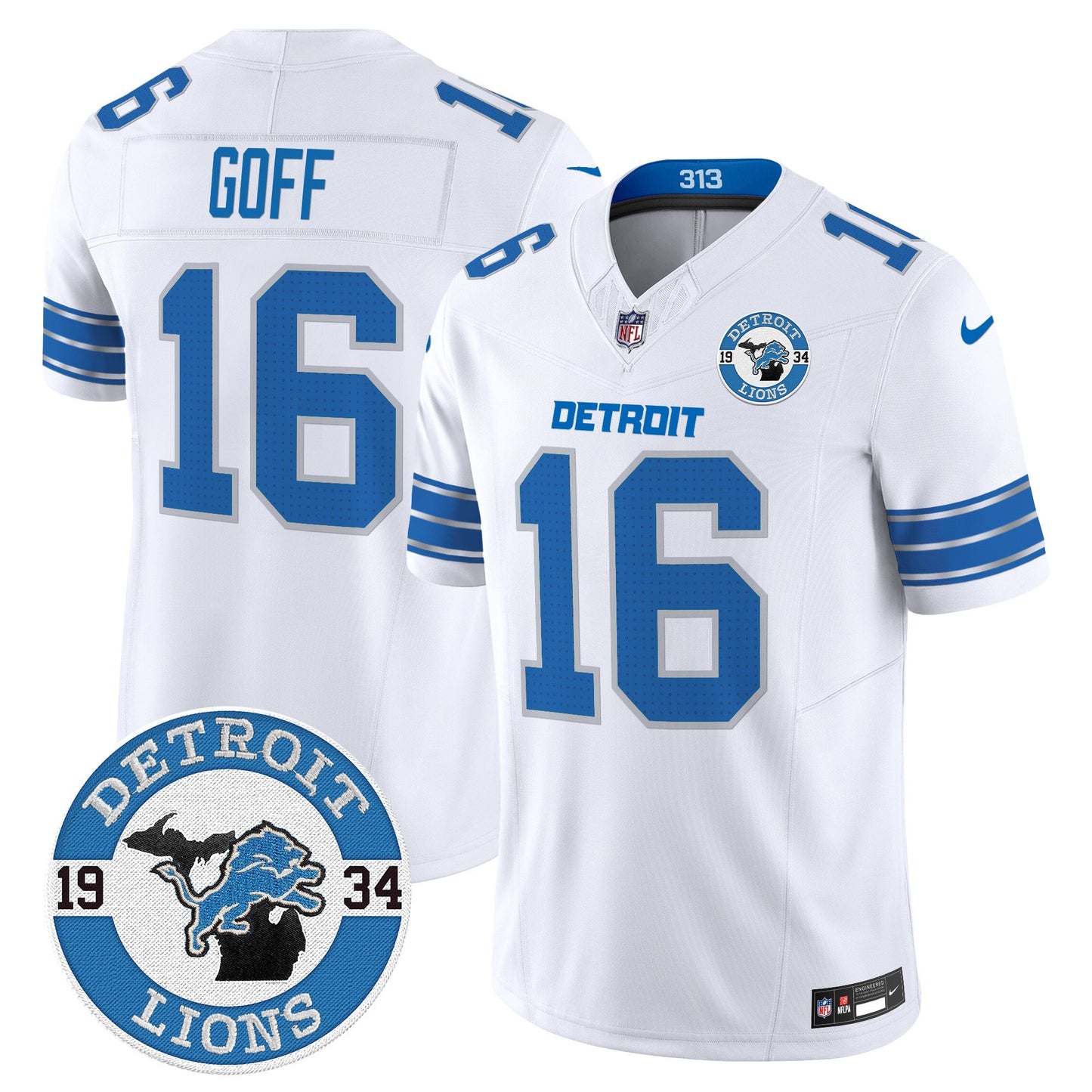 Men's Detroit Lions 2024 Vapor Limited Jersey - Est. 1934 Patch - All Stitched