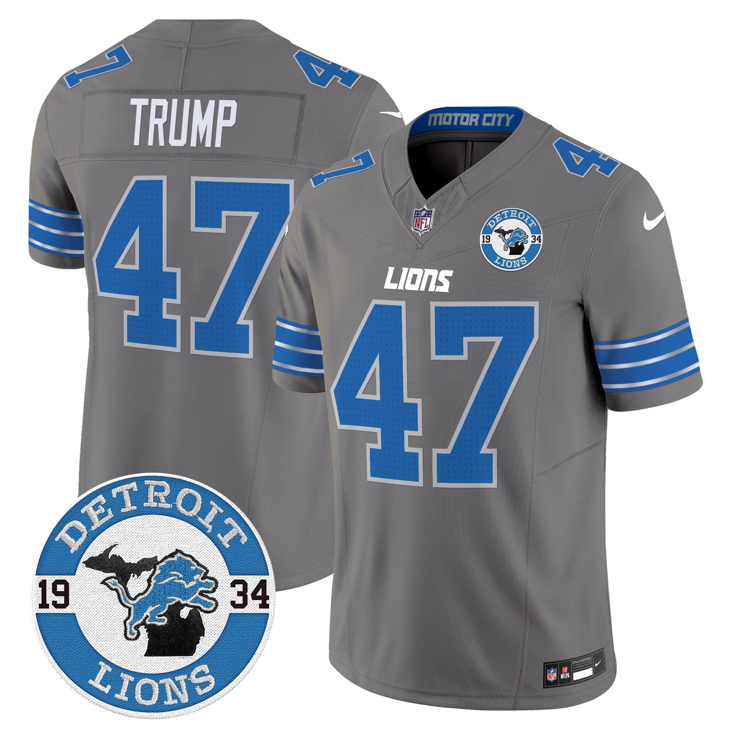 Men's Detroit Lions 2024 Vapor Limited Jersey - Est. 1934 Patch - All Stitched