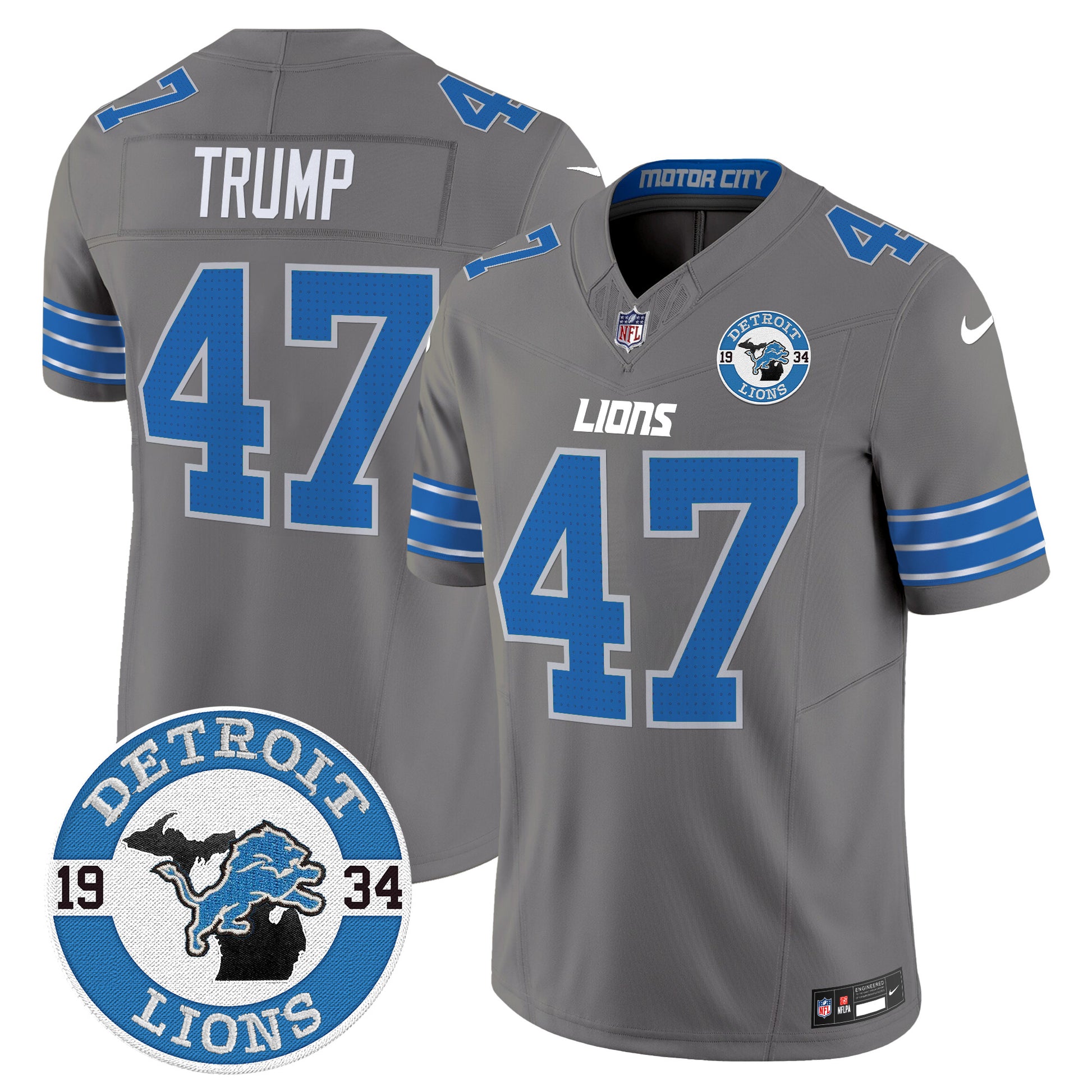 Men's Detroit Lions 2024 Vapor Limited Jersey - Est. 1934 Patch - All Stitched