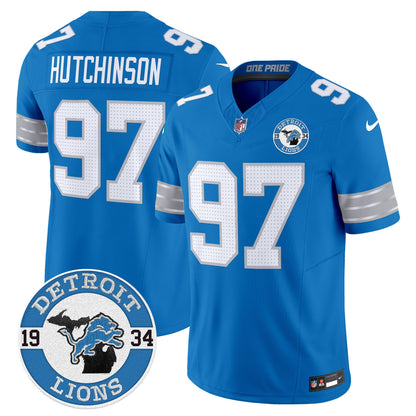 Men's Detroit Lions 2024 Vapor Limited Jersey - Est. 1934 Patch - All Stitched