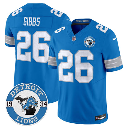 Men's Detroit Lions 2024 Vapor Limited Jersey - Est. 1934 Patch - All Stitched
