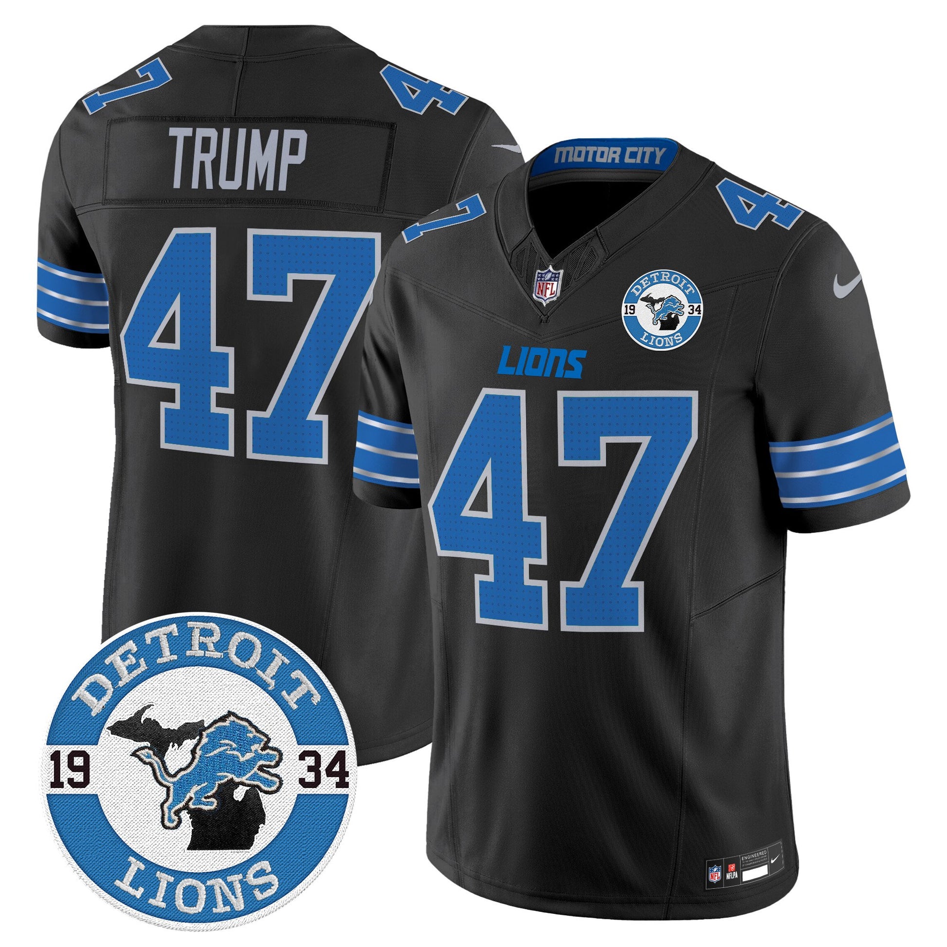 Men's Detroit Lions 2024 Vapor Limited Jersey - Est. 1934 Patch - All Stitched