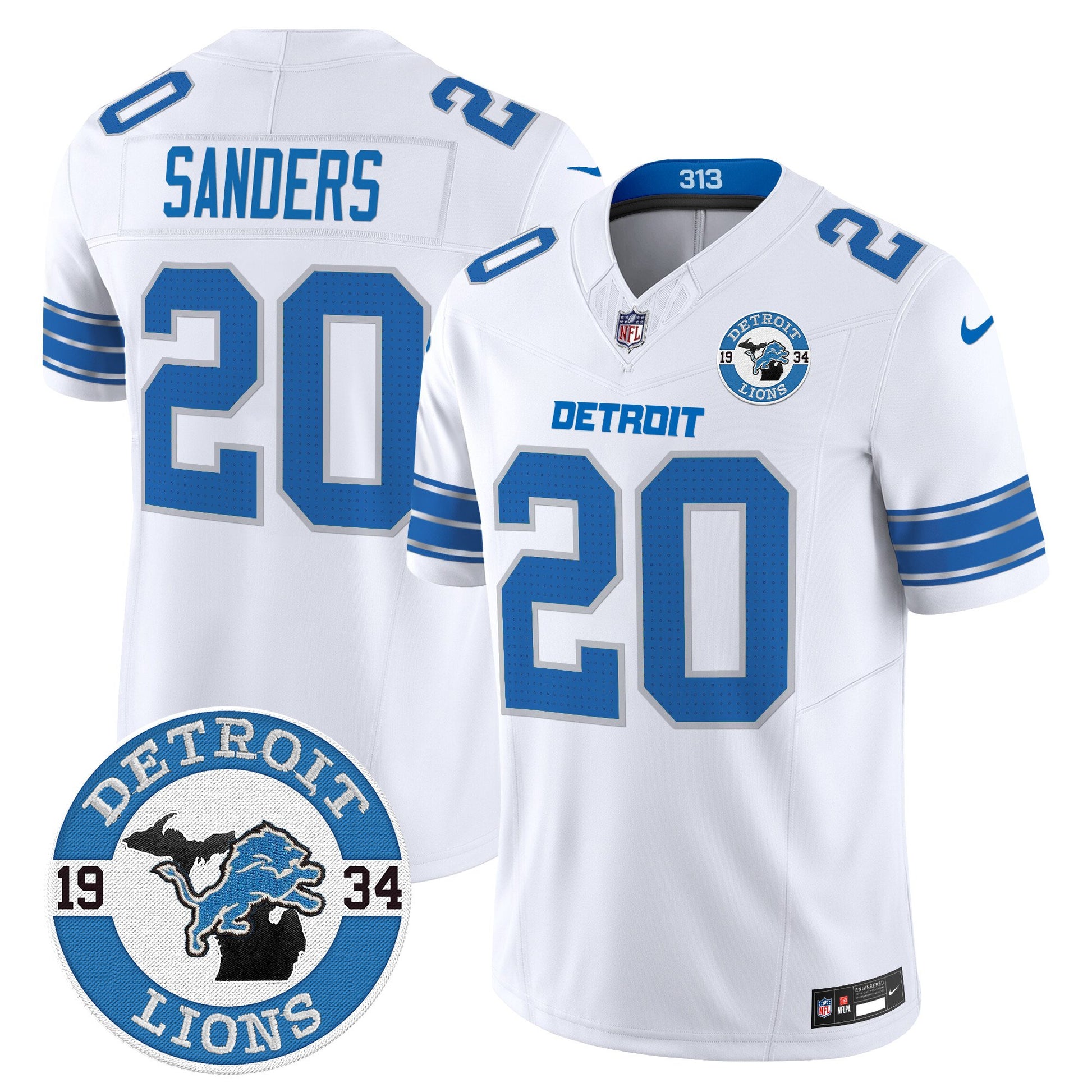 Men's Detroit Lions 2024 Vapor Limited Jersey - Est. 1934 Patch - All Stitched