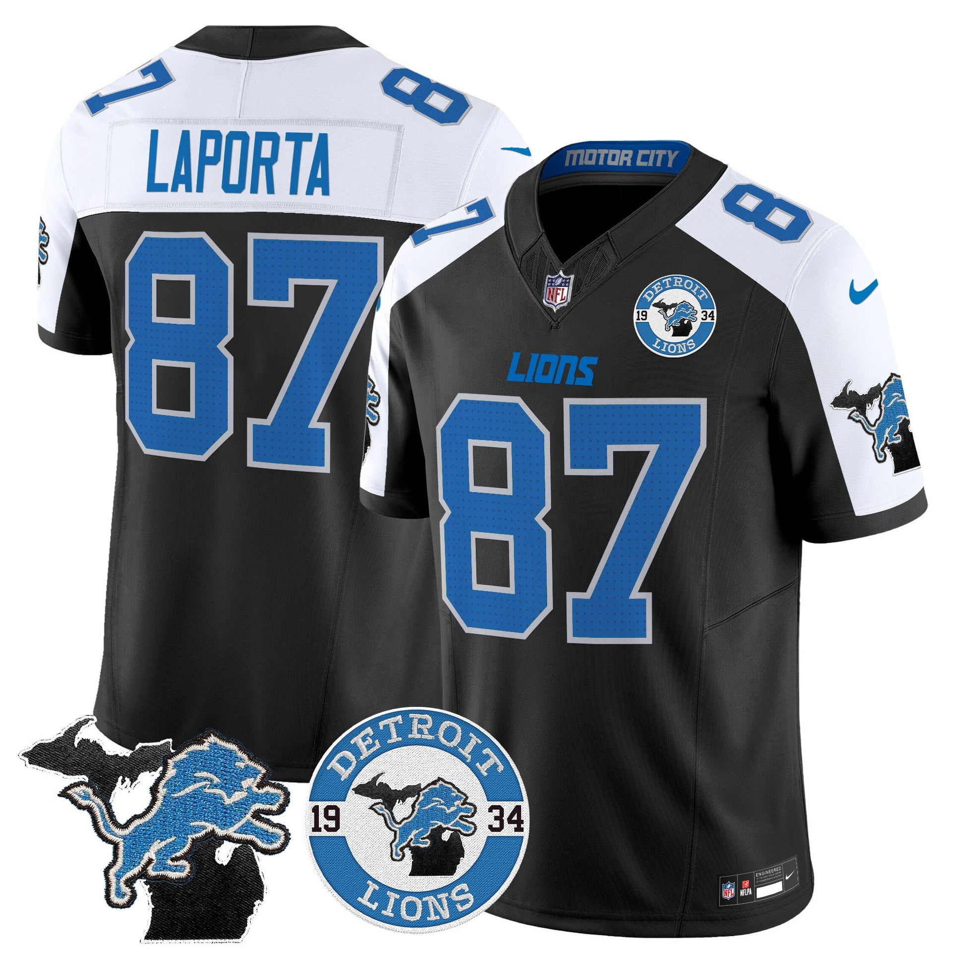 Men's Detroit Lions 2024 Vapor Limited Jersey - Est. 1934 Patch - All Stitched
