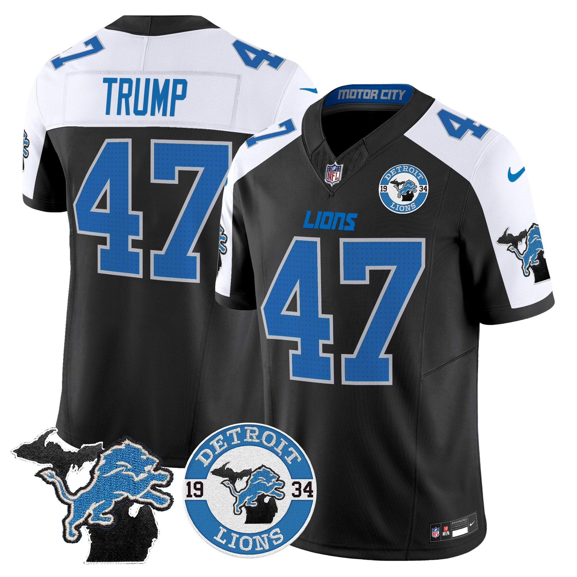 Men's Detroit Lions 2024 Vapor Limited Jersey - Est. 1934 Patch - All Stitched