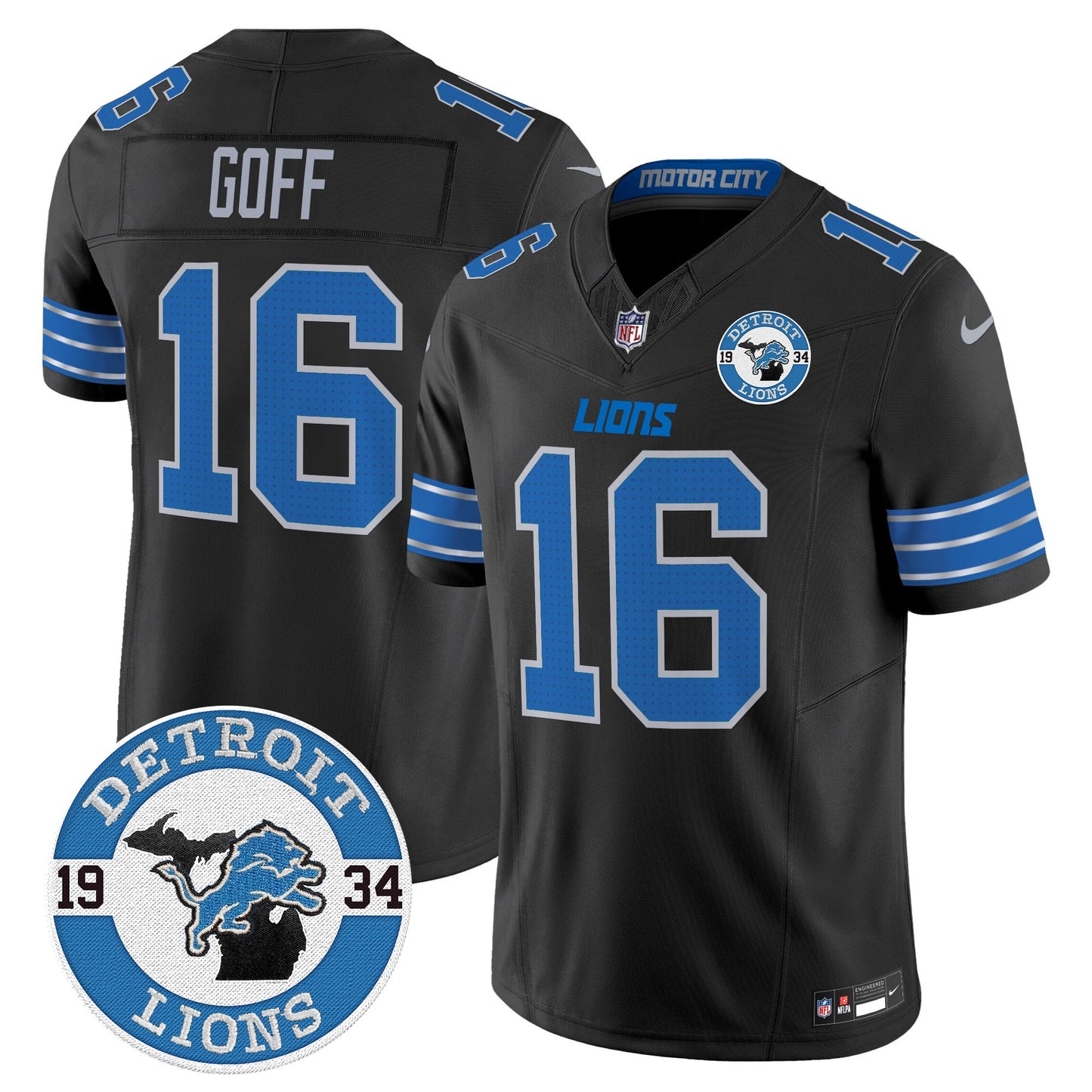 Men's Detroit Lions 2024 Vapor Limited Jersey - Est. 1934 Patch - All Stitched