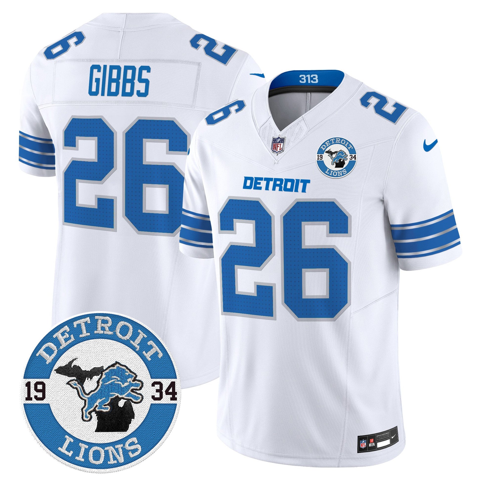 Men's Detroit Lions 2024 Vapor Limited Jersey - Est. 1934 Patch - All Stitched