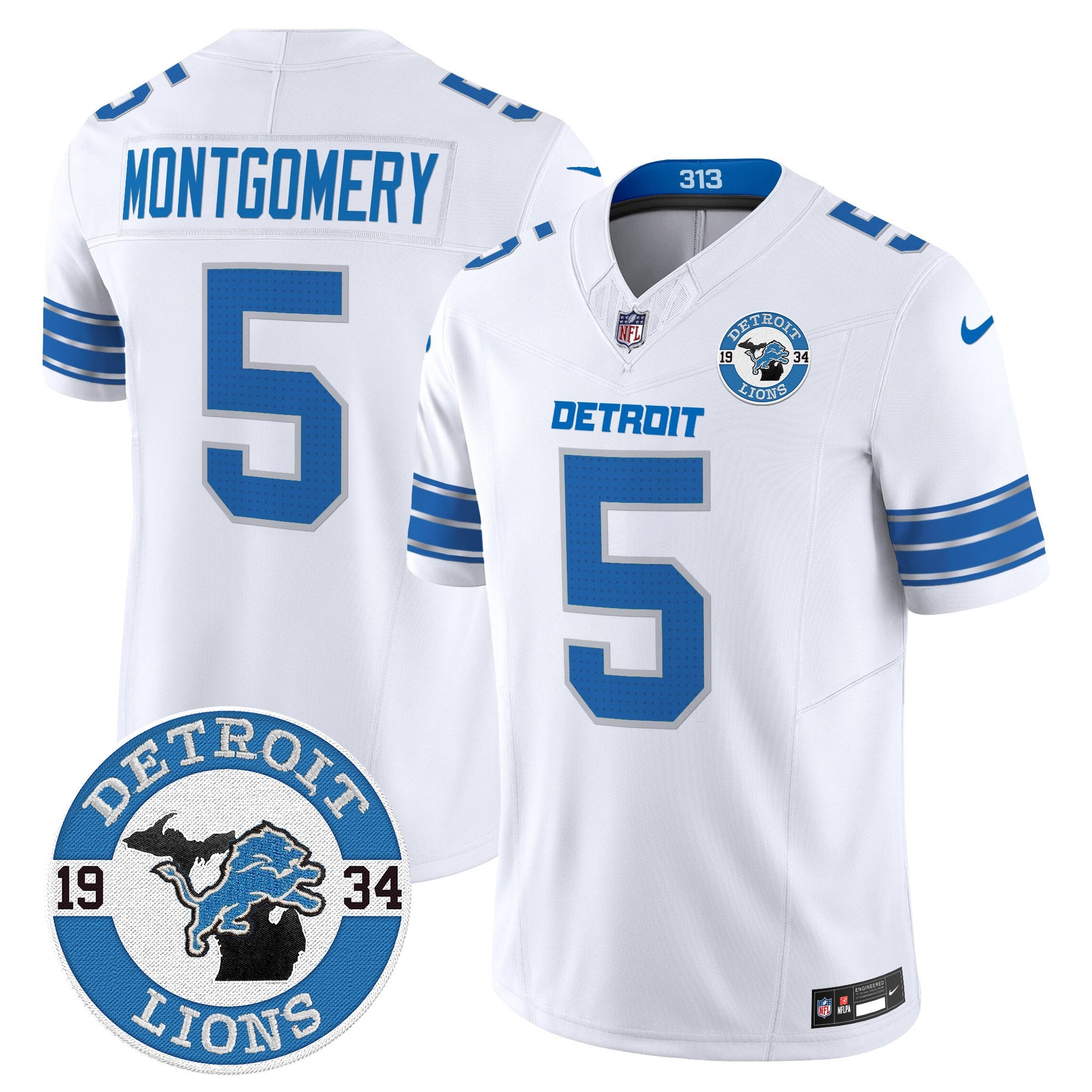 Men's Detroit Lions 2024 Vapor Limited Jersey - Est. 1934 Patch - All Stitched