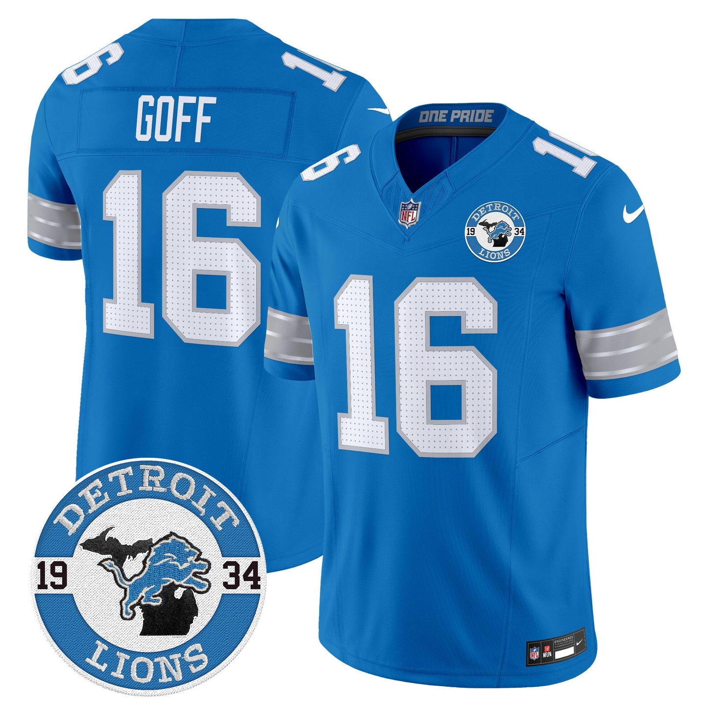Men's Detroit Lions 2024 Vapor Limited Jersey - Est. 1934 Patch - All Stitched