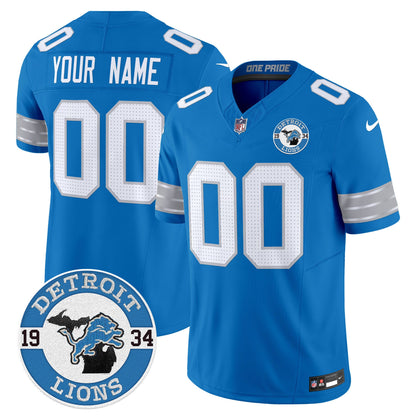 Detroit Lions 2024 Vapor Limited Custom Jersey - Est. 1934 Patch - All Stitched