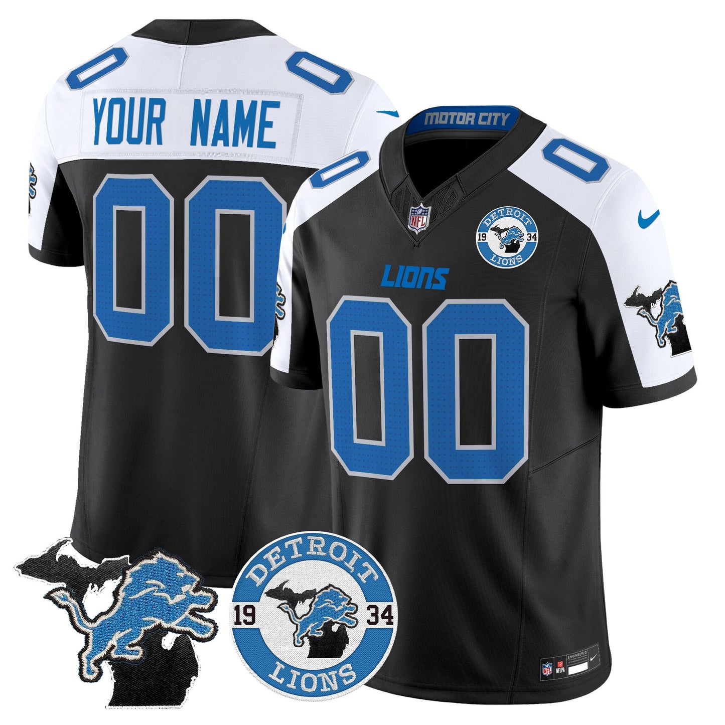 Detroit Lions 2024 Vapor Limited Custom Jersey - Est. 1934 Patch - All Stitched
