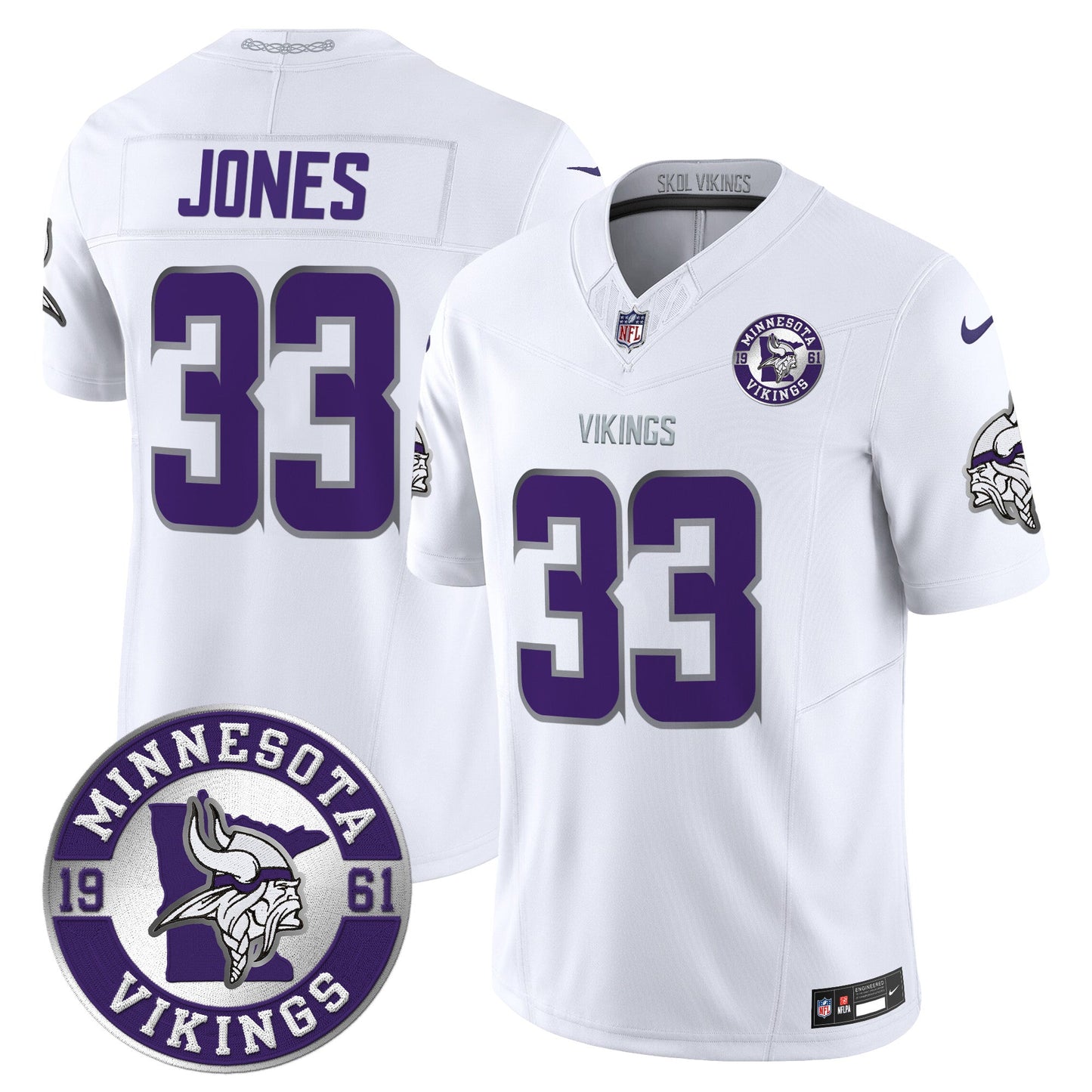 Men's Minnesota Vikings 2024 Vapor Limited Jersey - Est. 1961 Patch - All Stitched