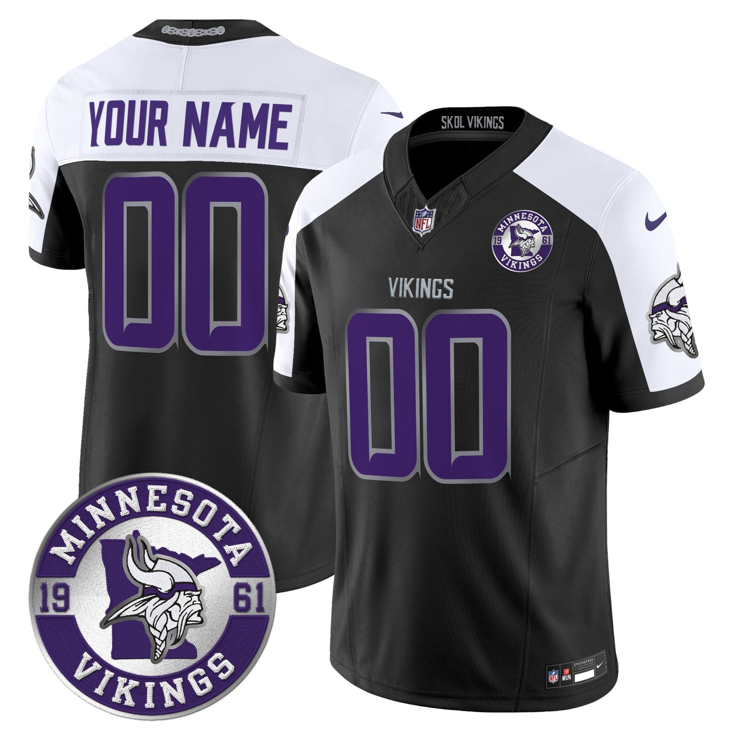 Minnesota Vikings 2024 Vapor Limited Custom Jersey - Est. 1961 Patch - All Stitched