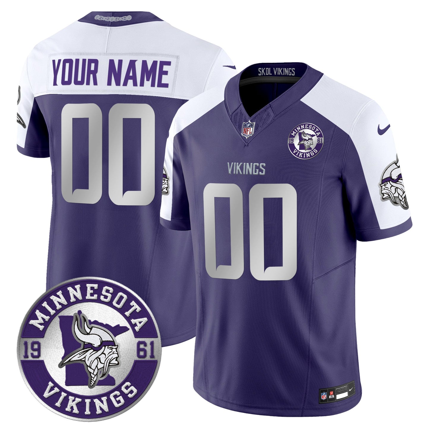 Minnesota Vikings 2024 Vapor Limited Custom Jersey - Est. 1961 Patch - All Stitched