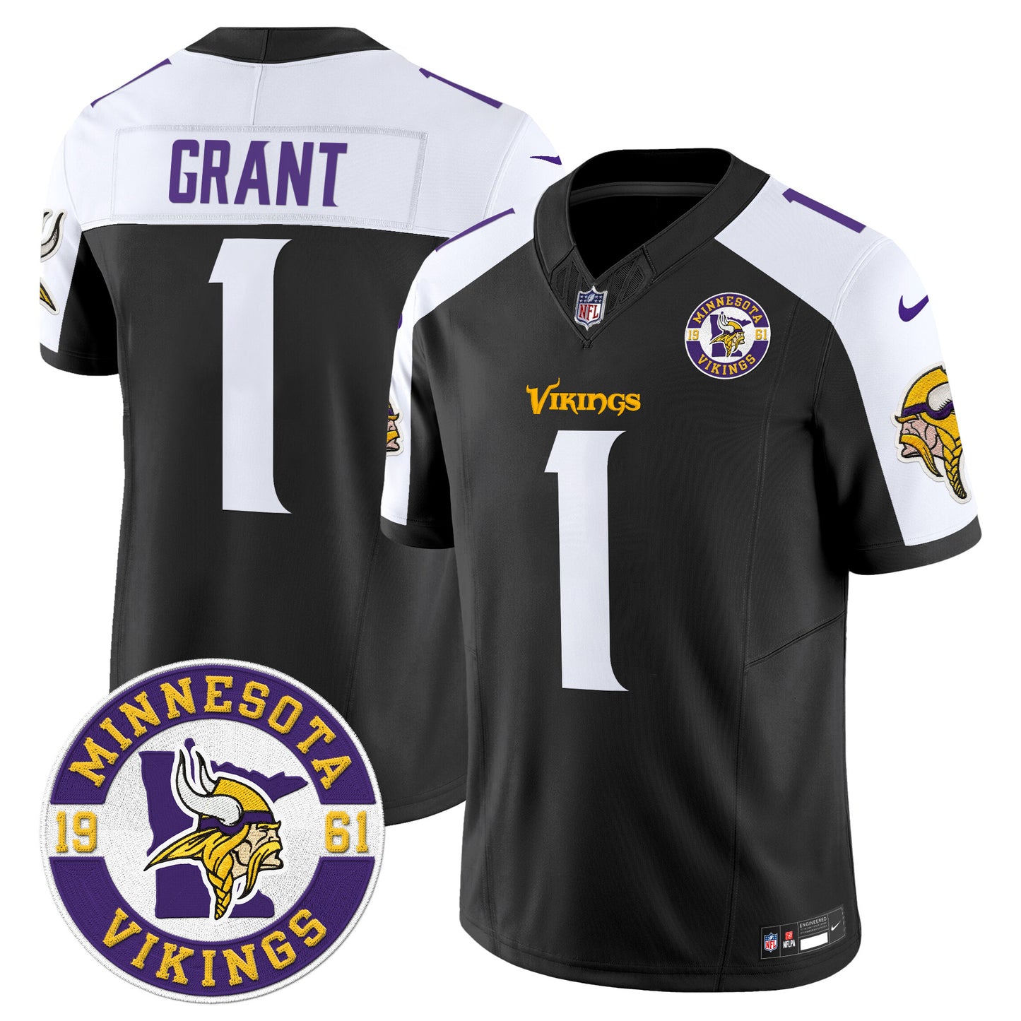 Men's Minnesota Vikings 2024 Vapor Limited Jersey V2 - Est. 1961 Patch - All Stitched