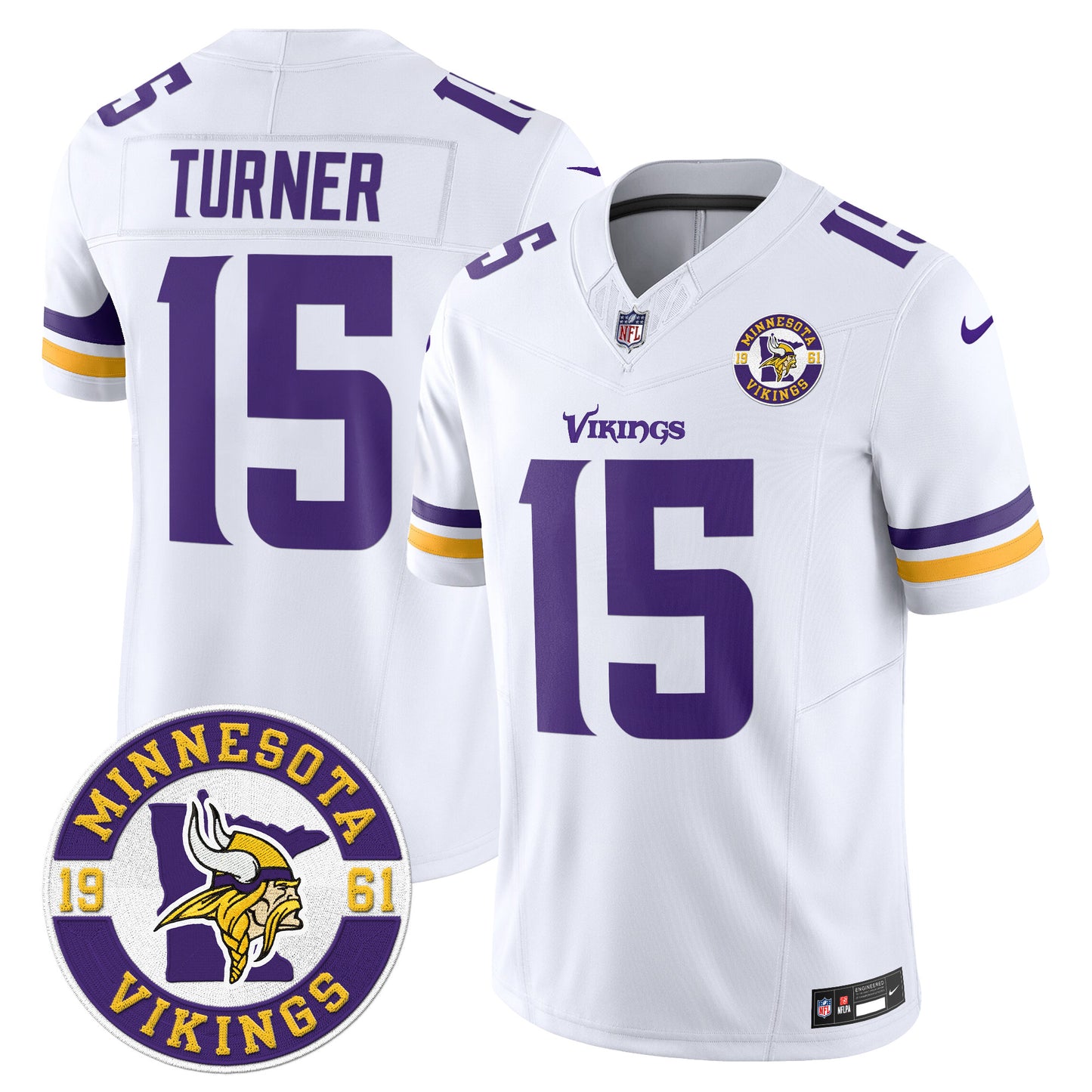 Men's Minnesota Vikings 2024 Vapor Limited Jersey V2 - Est. 1961 Patch - All Stitched
