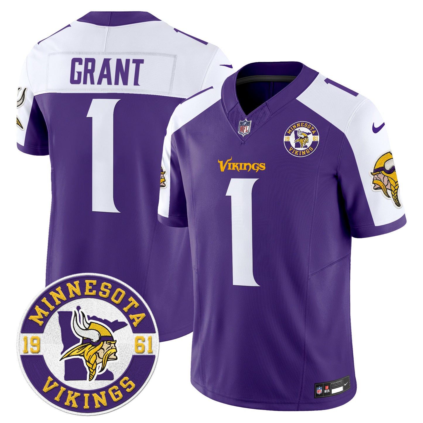Men's Minnesota Vikings 2024 Vapor Limited Jersey V2 - Est. 1961 Patch - All Stitched