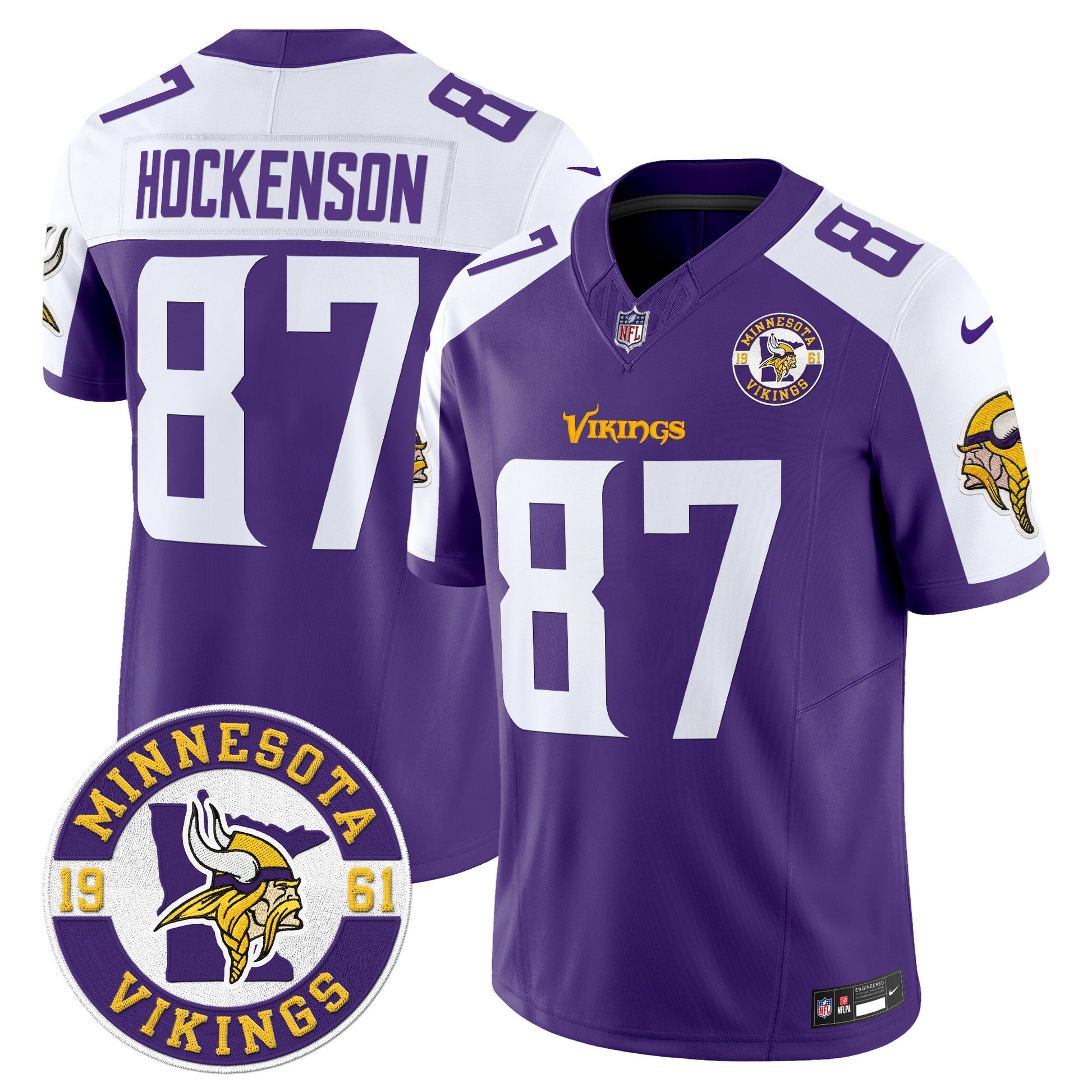 Men's Minnesota Vikings 2024 Vapor Limited Jersey V2 - Est. 1961 Patch - All Stitched