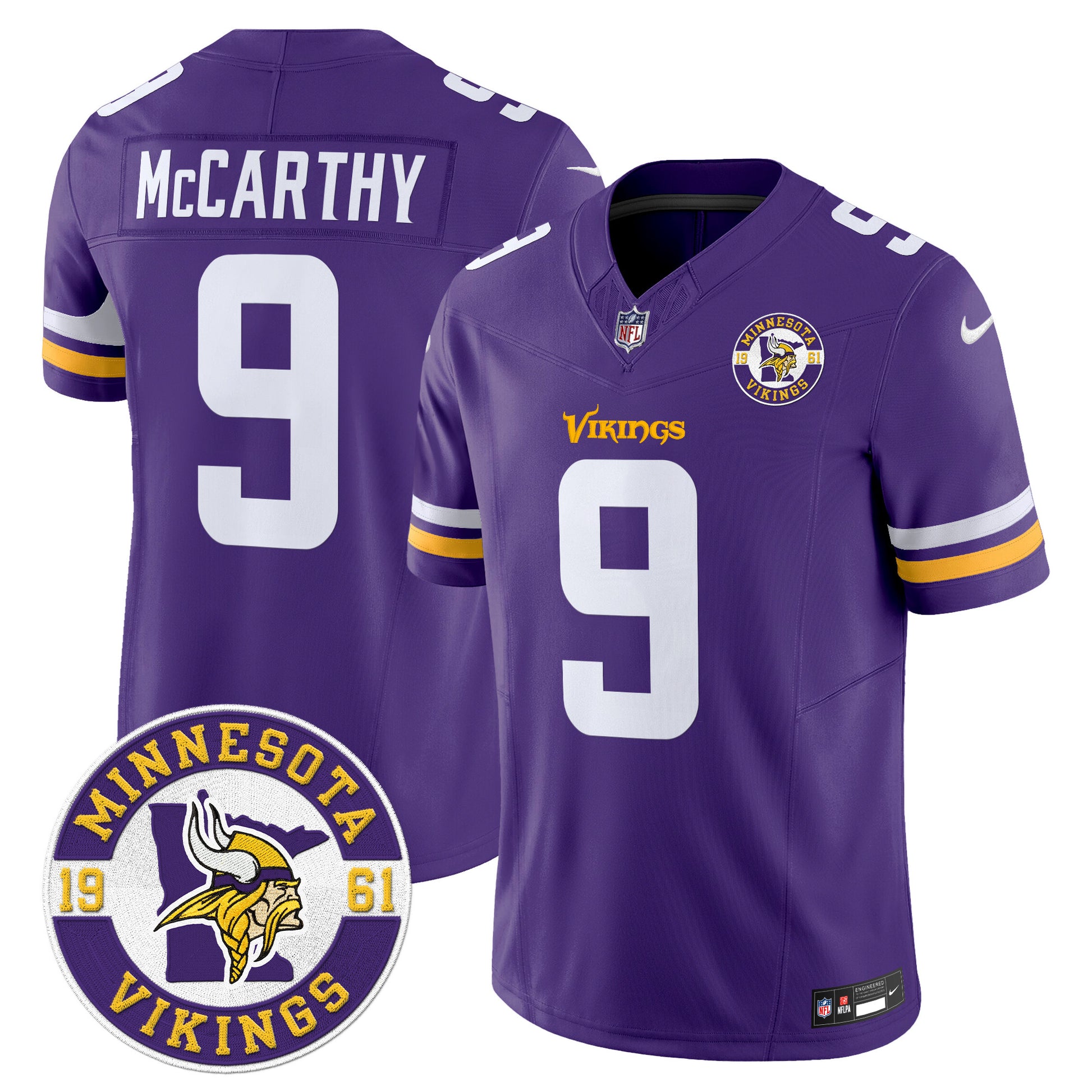 Men's Minnesota Vikings 2024 Vapor Limited Jersey V2 - Est. 1961 Patch - All Stitched