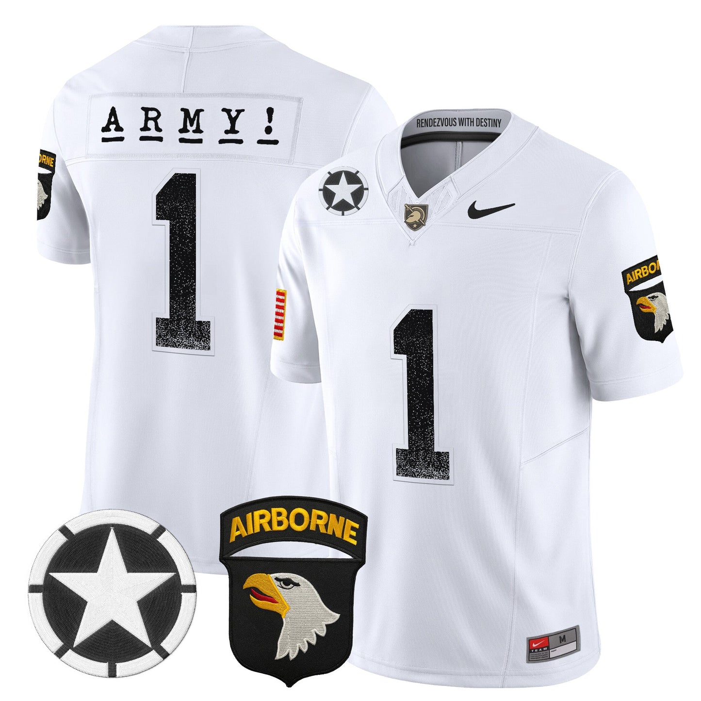 Army Black Knights 101st Airborne Division Patch 2024 Vapor Limited Jersey - All Stitched