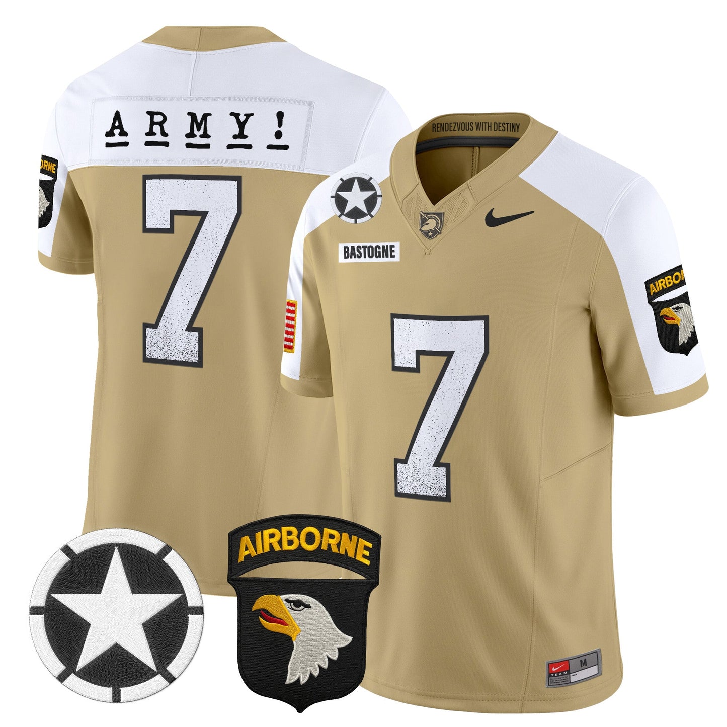 Army Black Knights 101st Airborne Division Patch 2024 Vapor Limited Jersey - All Stitched