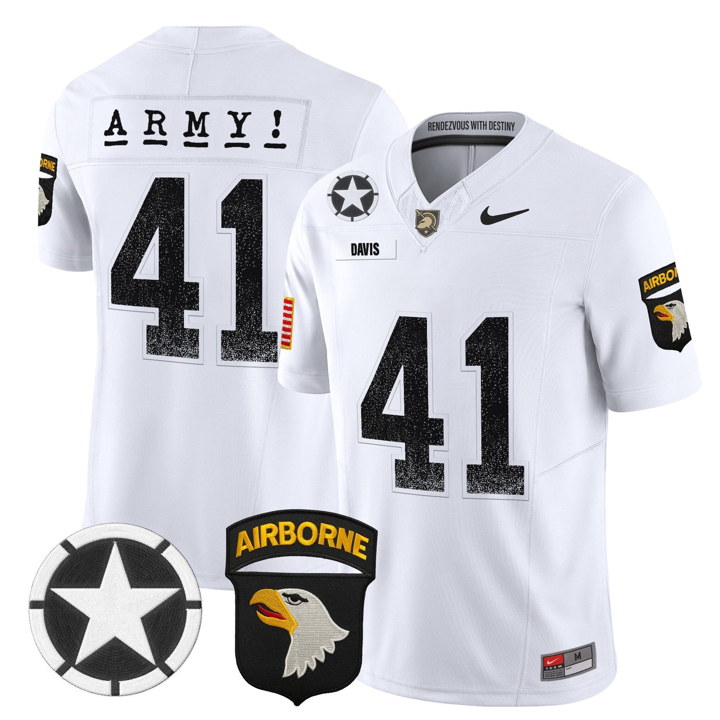 Army Black Knights 101st Airborne Division Patch 2024 Vapor Limited Jersey - All Stitched