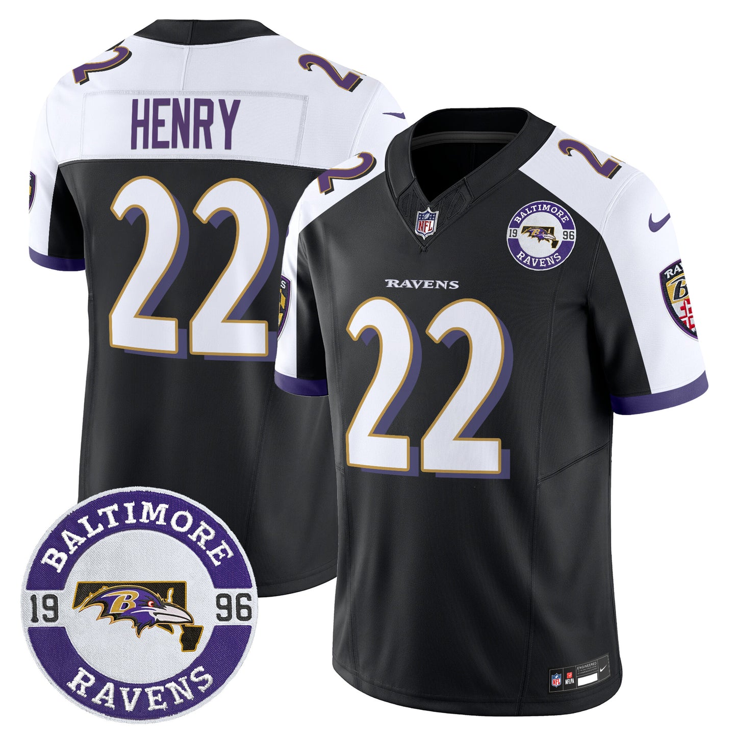 Men's Ravens 2024 Vapor Limited Jersey - Est. 1996 Patch - All Stitched