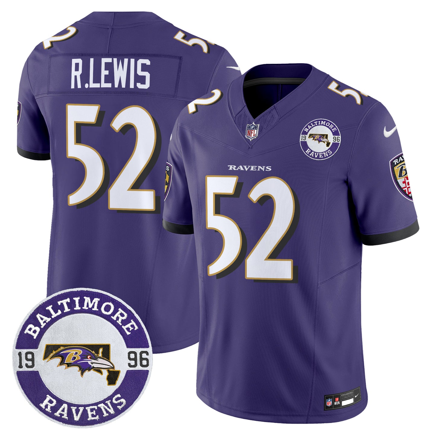 Men's Ravens 2024 Vapor Limited Jersey - Est. 1996 Patch - All Stitched