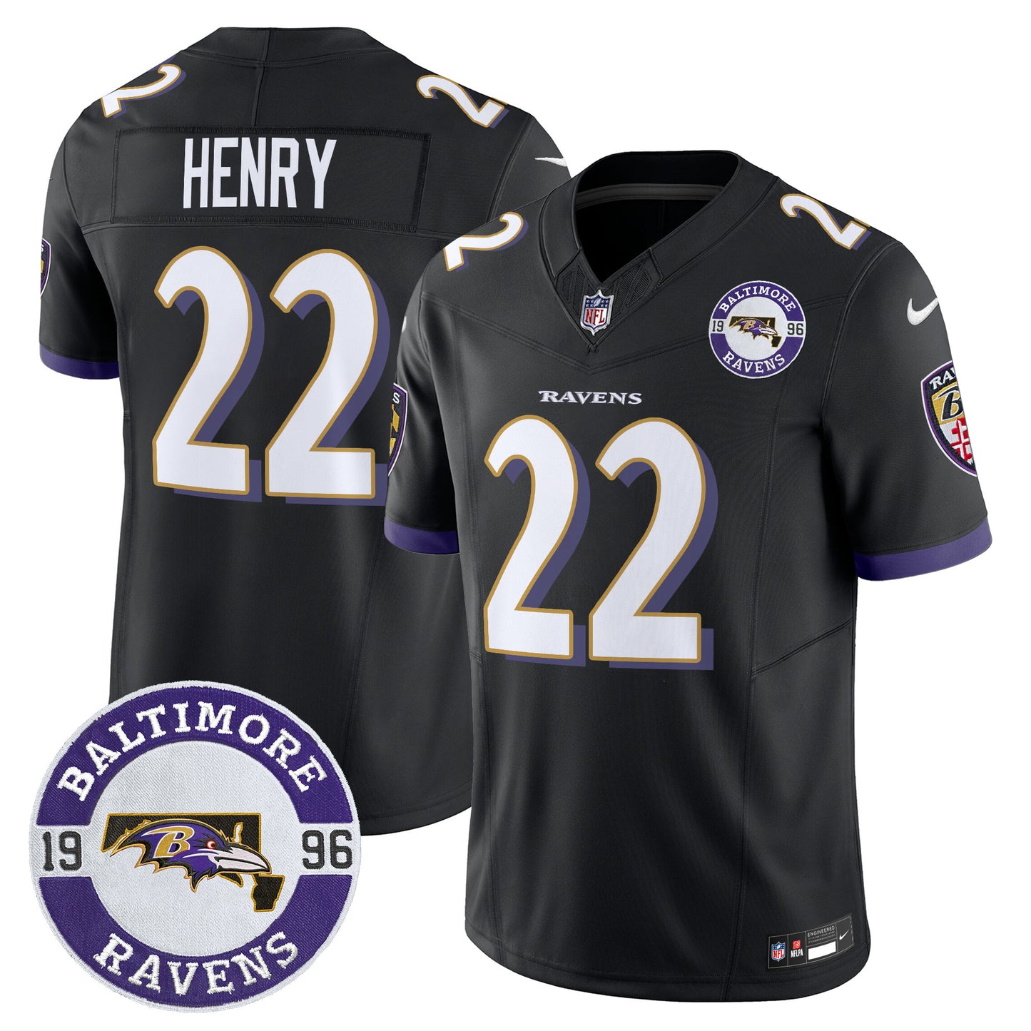 Men's Ravens 2024 Vapor Limited Jersey - Est. 1996 Patch - All Stitched