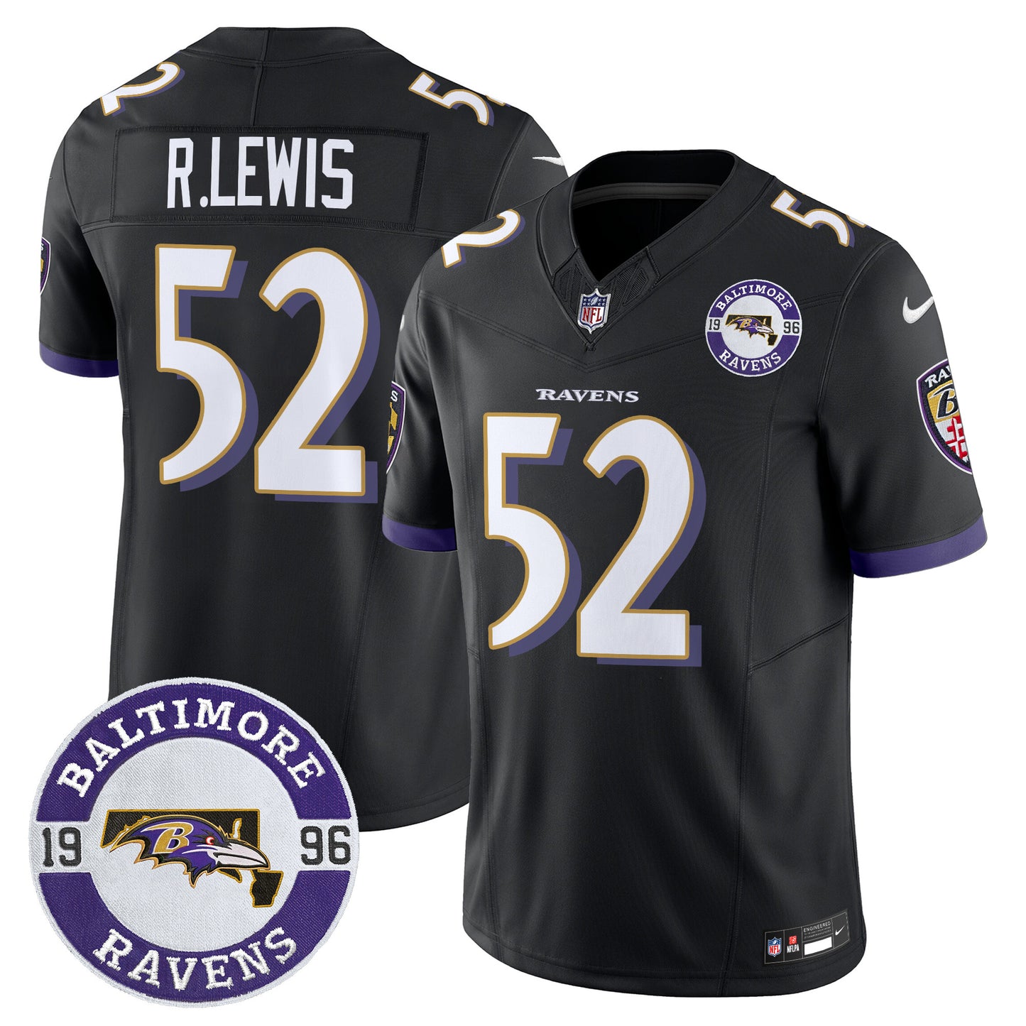 Men's Ravens 2024 Vapor Limited Jersey - Est. 1996 Patch - All Stitched