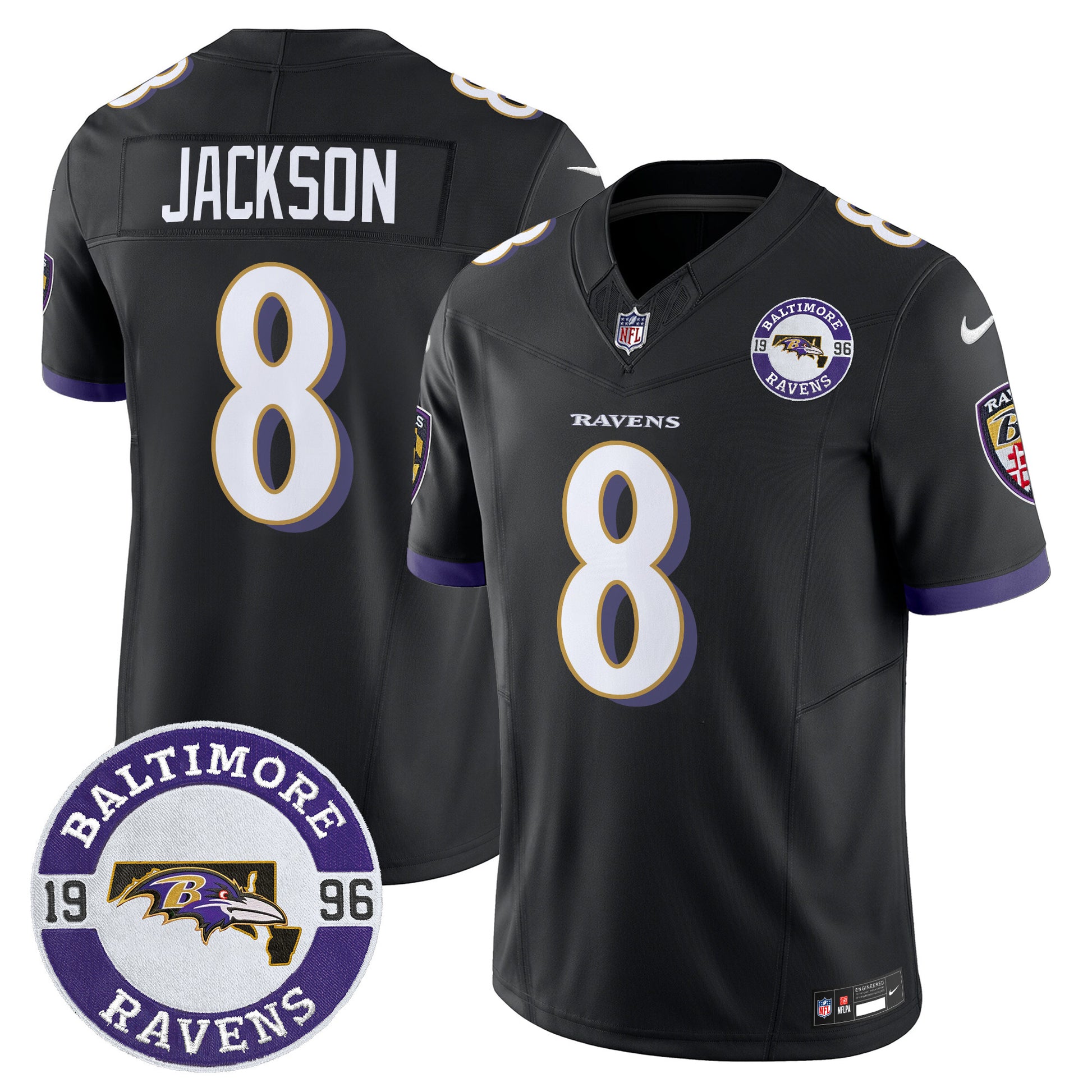 Men's Ravens 2024 Vapor Limited Jersey - Est. 1996 Patch - All Stitched