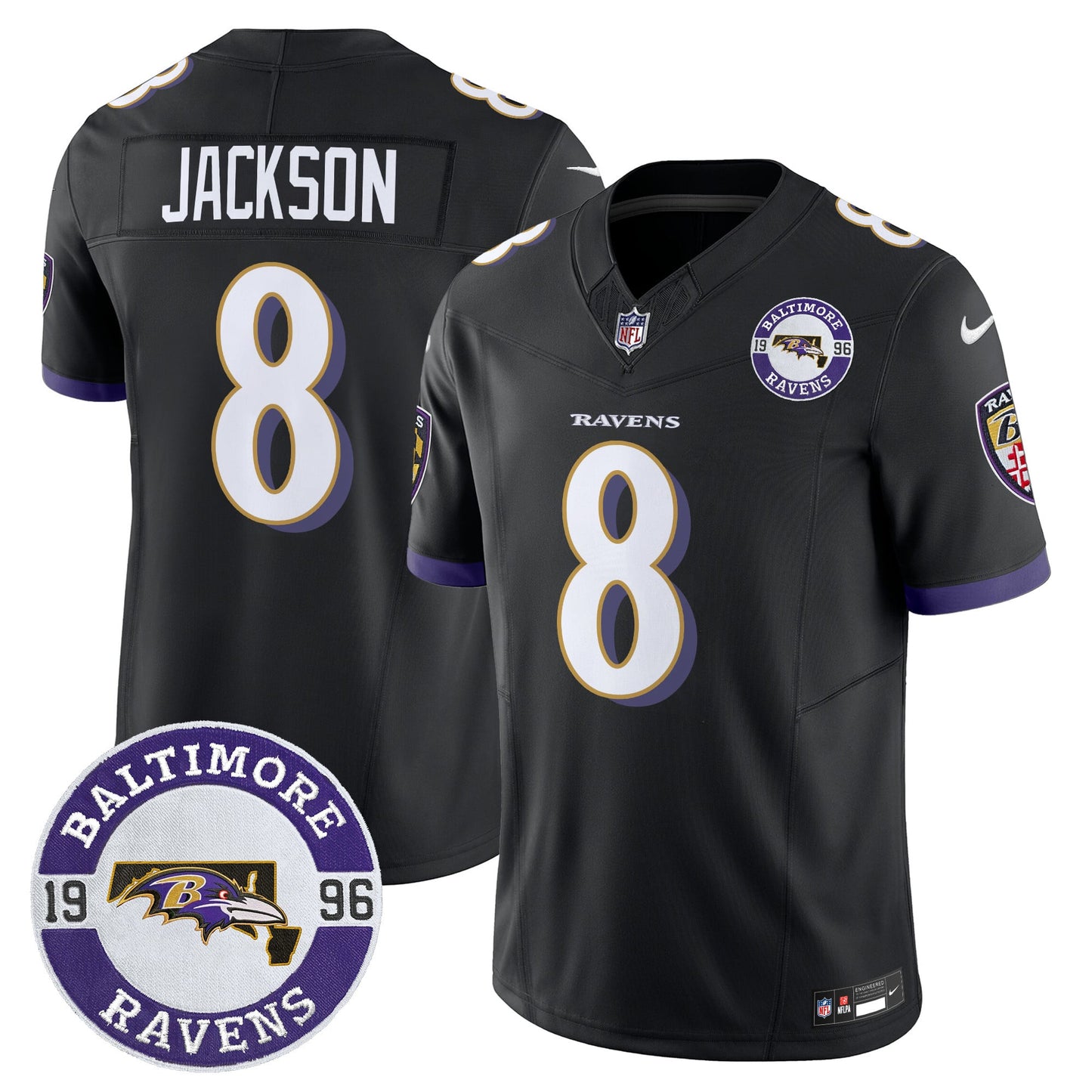 Men's Ravens 2024 Vapor Limited Jersey - Est. 1996 Patch - All Stitched