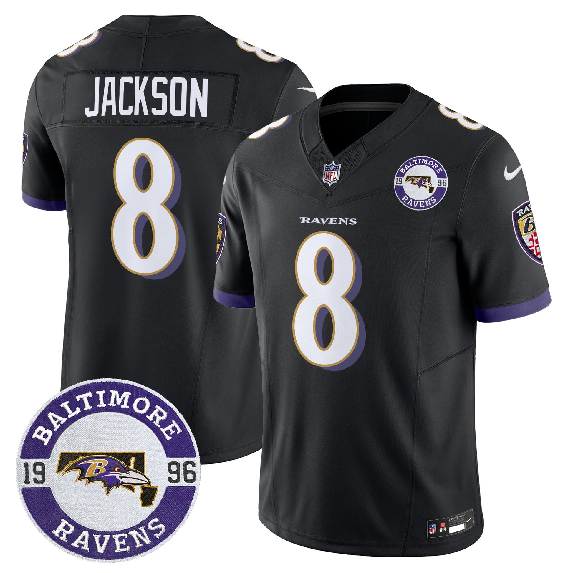 Men's Ravens 2024 Vapor Limited Jersey - Est. 1996 Patch - All Stitched