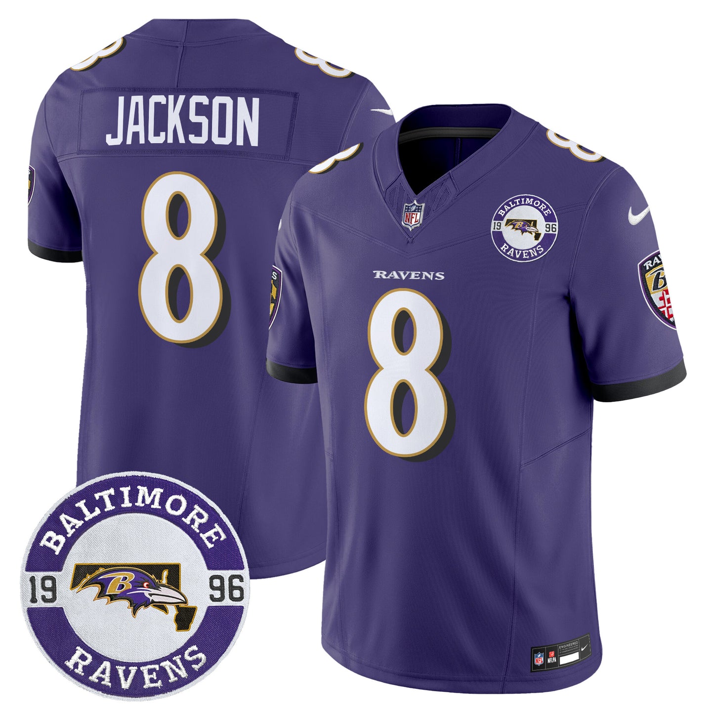 Men's Ravens 2024 Vapor Limited Jersey - Est. 1996 Patch - All Stitched