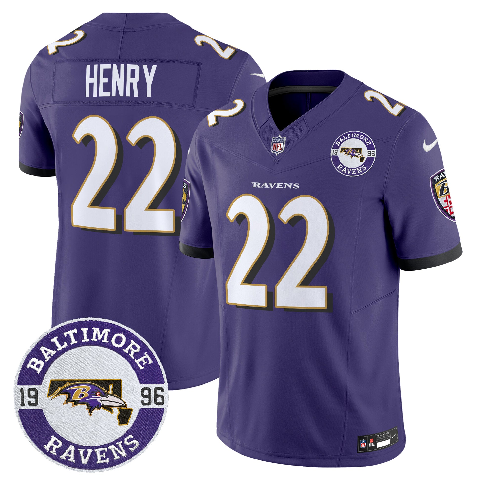 Men's Ravens 2024 Vapor Limited Jersey - Est. 1996 Patch - All Stitched