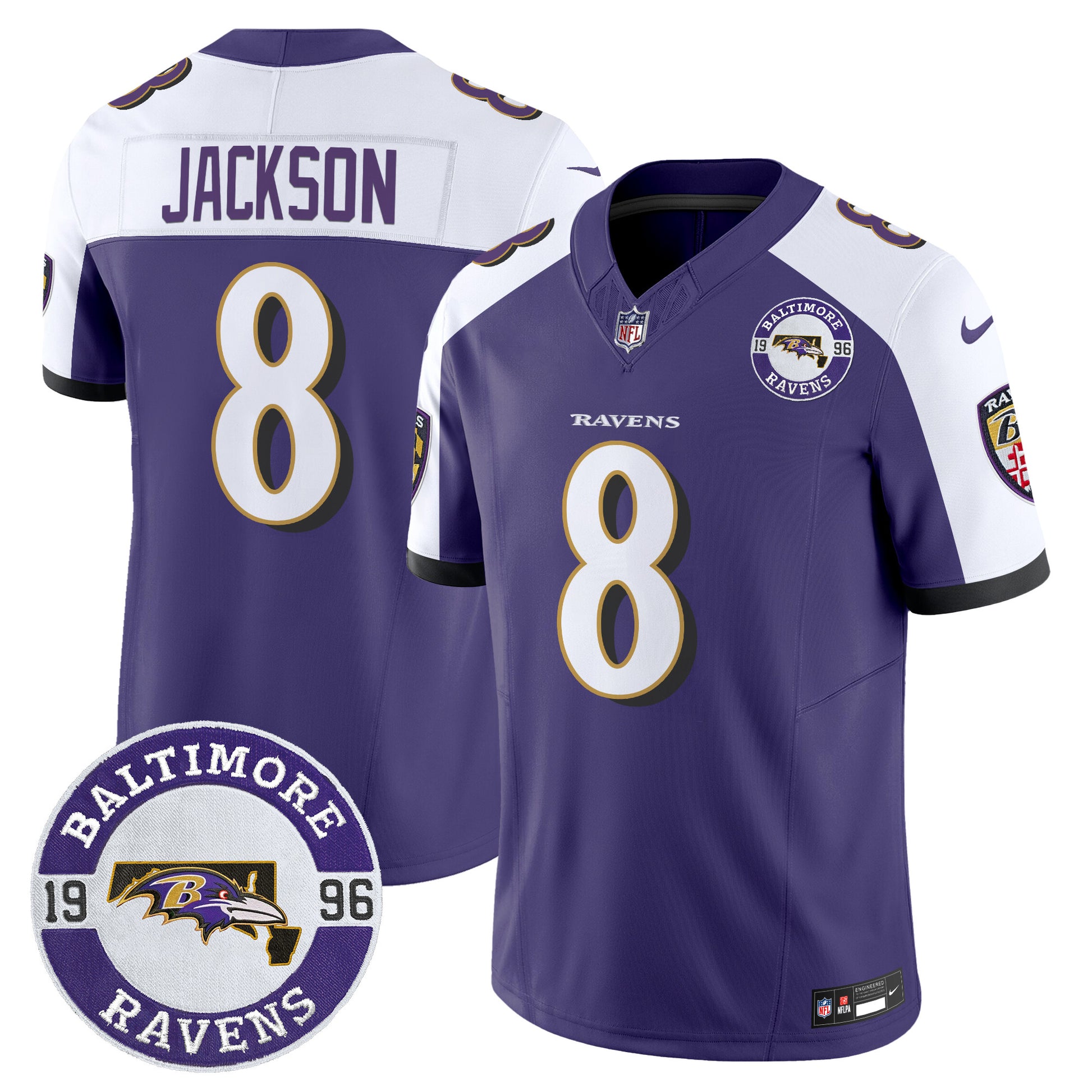 Men's Ravens 2024 Vapor Limited Jersey - Est. 1996 Patch - All Stitched
