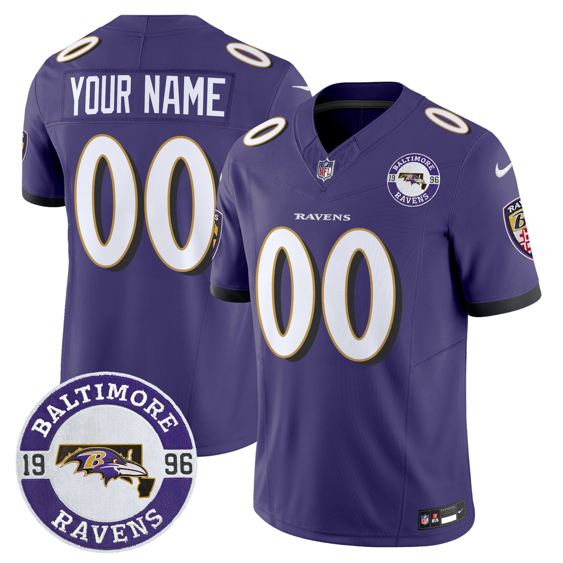 Ravens 2024 Vapor Limited Custom Jersey - Est. 1996 Patch - All Stitched