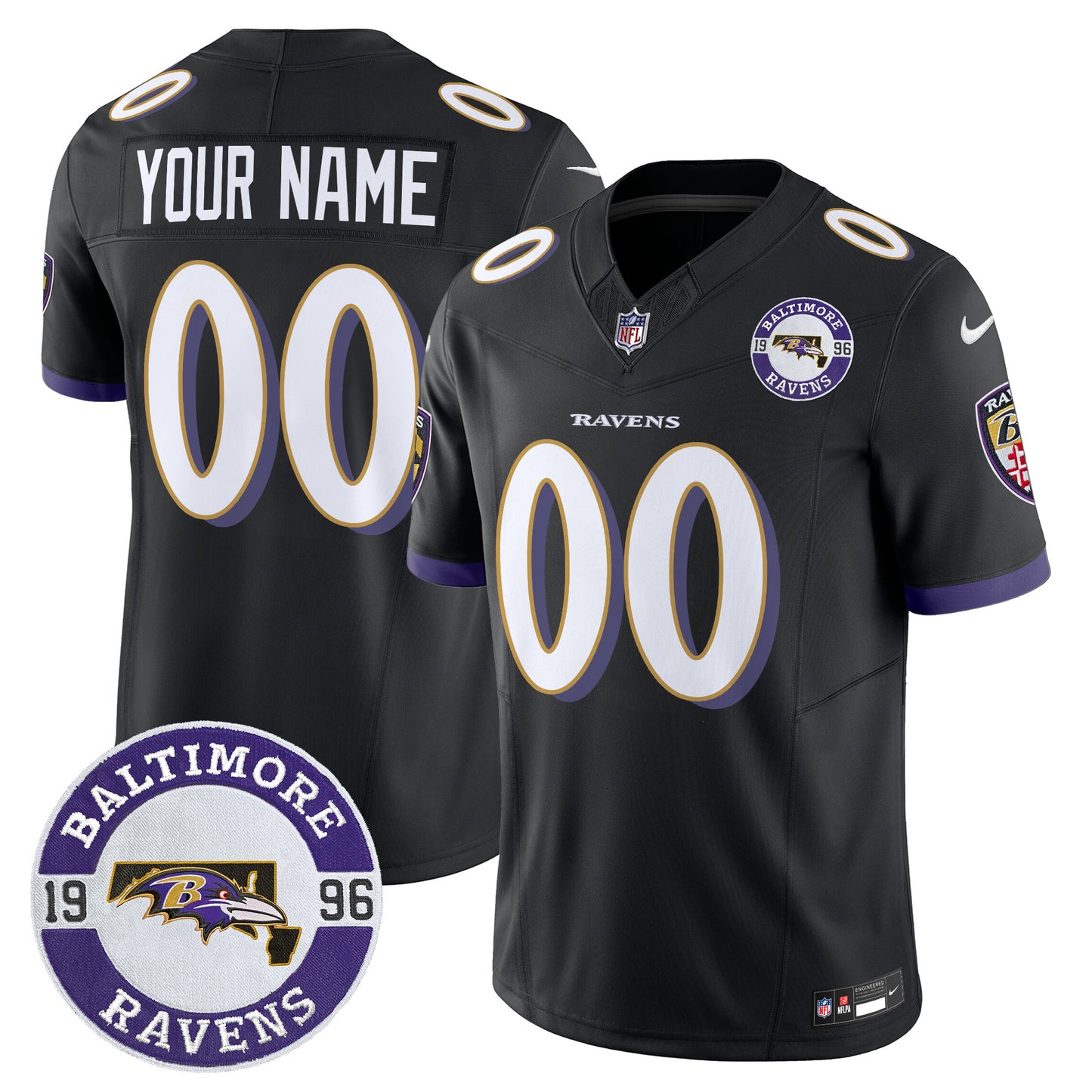 Ravens 2024 Vapor Limited Custom Jersey - Est. 1996 Patch - All Stitched