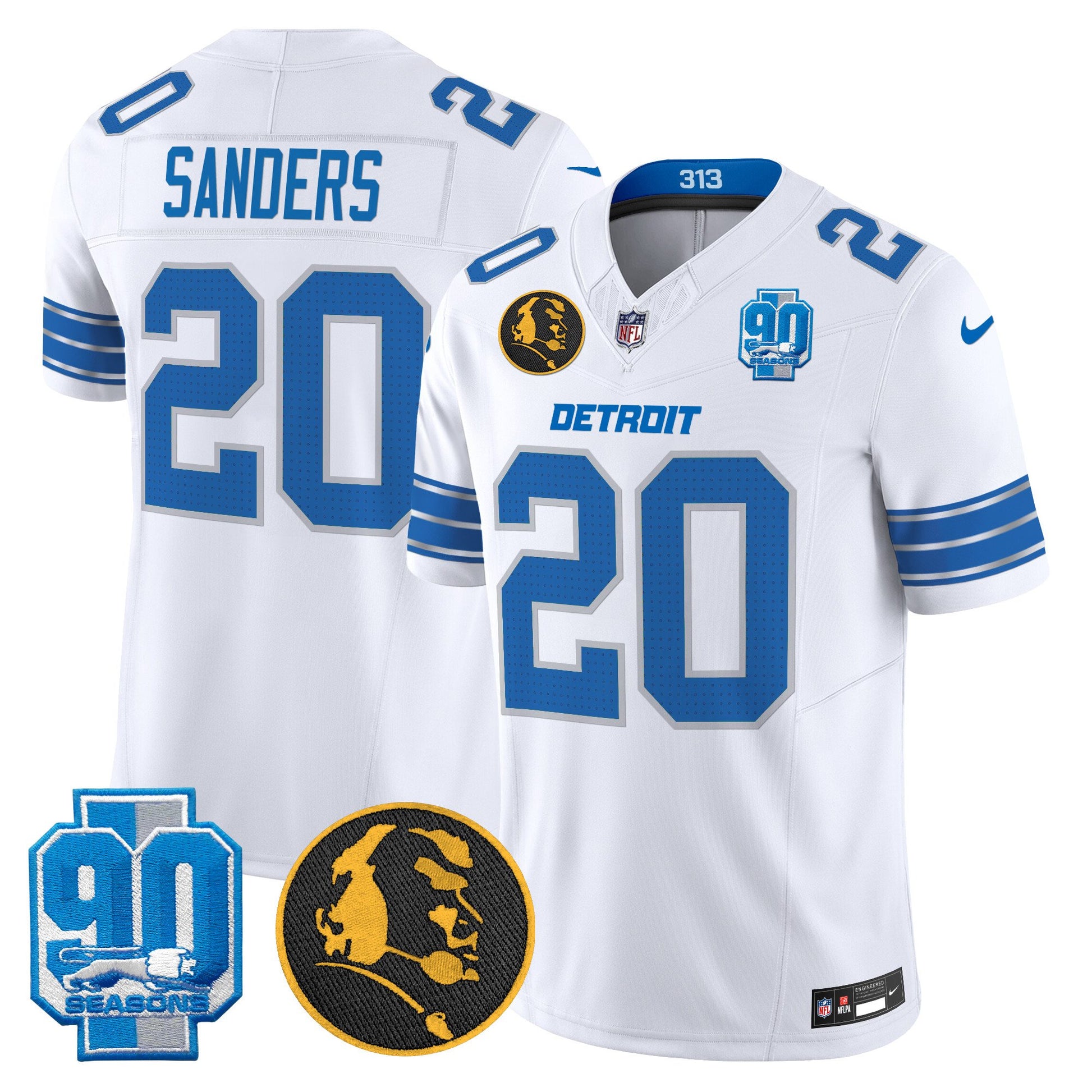 Men's Detroit Lions 2024 90th & John Madden Patch Vapor Limited Jersey - All Stitched