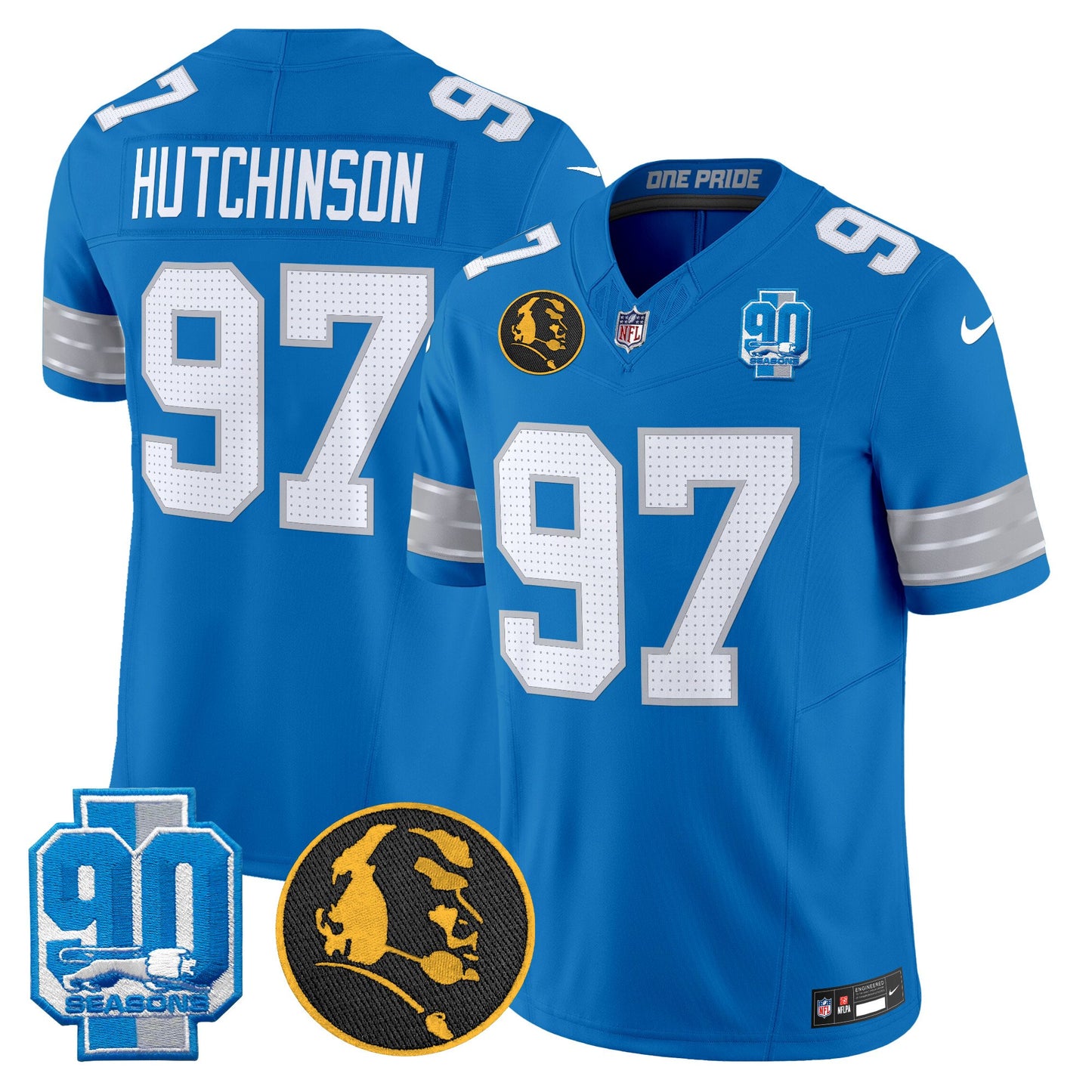 Men's Detroit Lions 2024 90th & John Madden Patch Vapor Limited Jersey - All Stitched