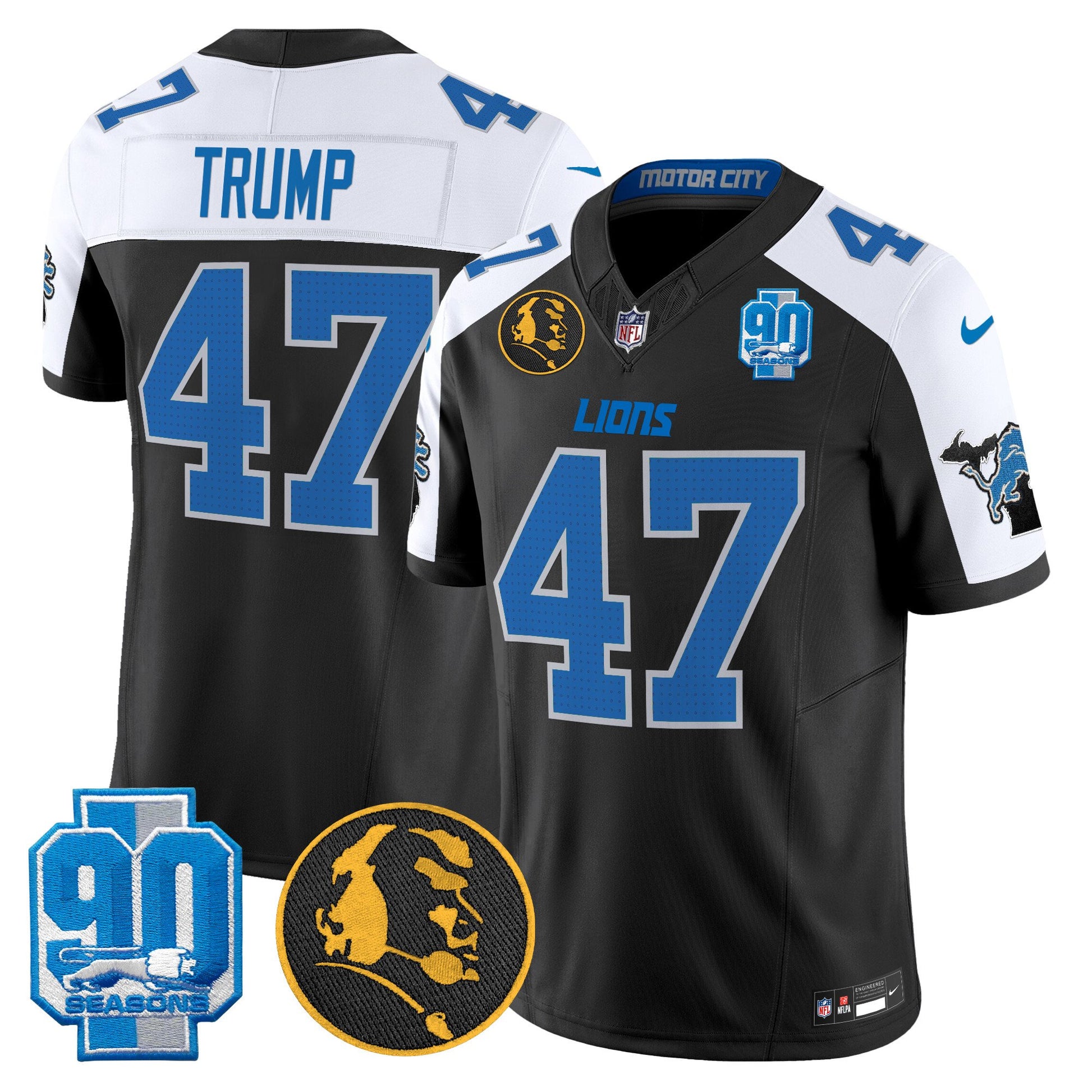 Men's Detroit Lions 2024 90th & John Madden Patch Vapor Limited Jersey - All Stitched