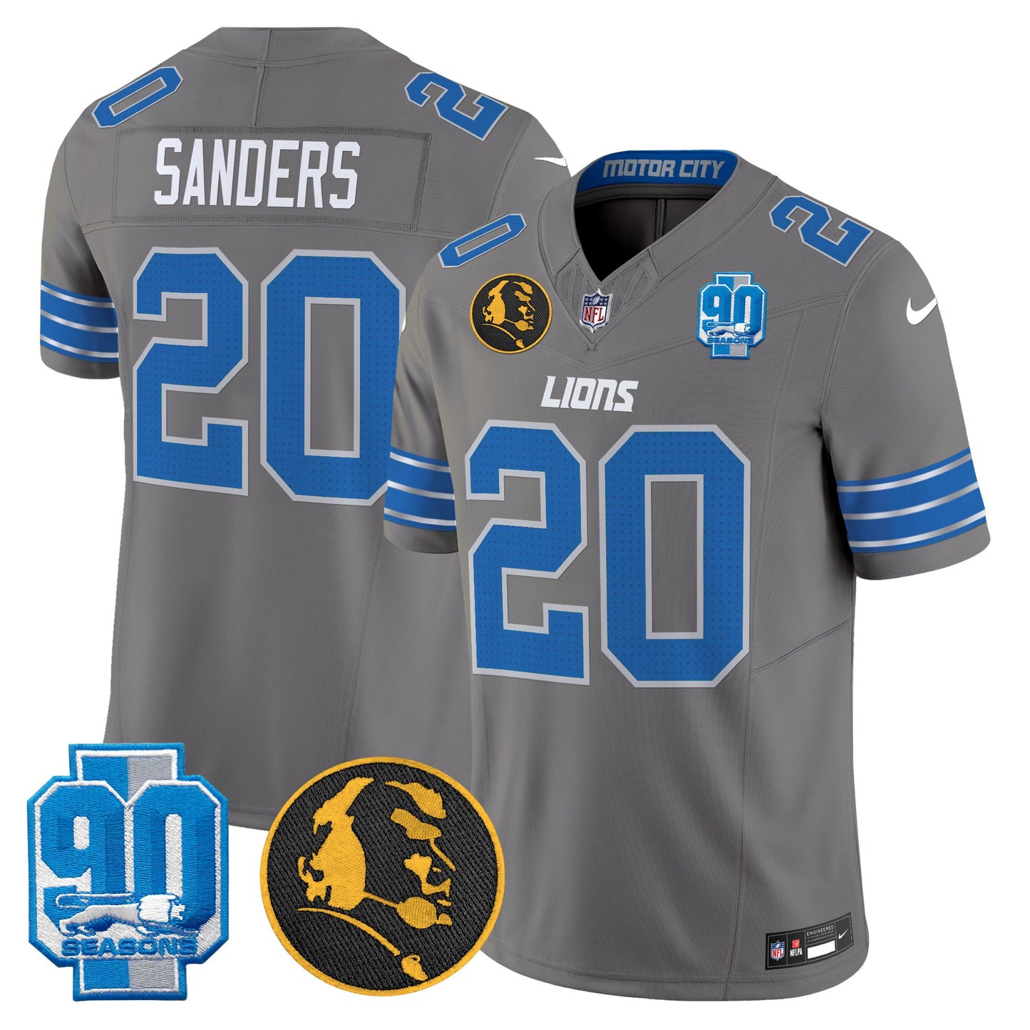 Men's Detroit Lions 2024 90th & John Madden Patch Vapor Limited Jersey - All Stitched