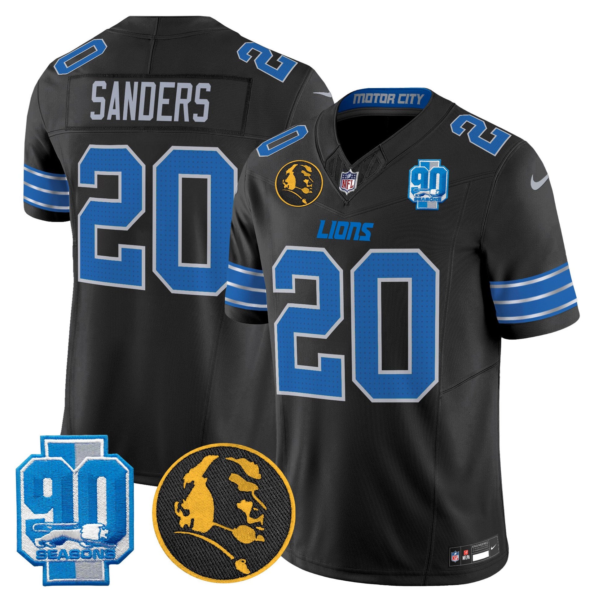 Men's Detroit Lions 2024 90th & John Madden Patch Vapor Limited Jersey - All Stitched
