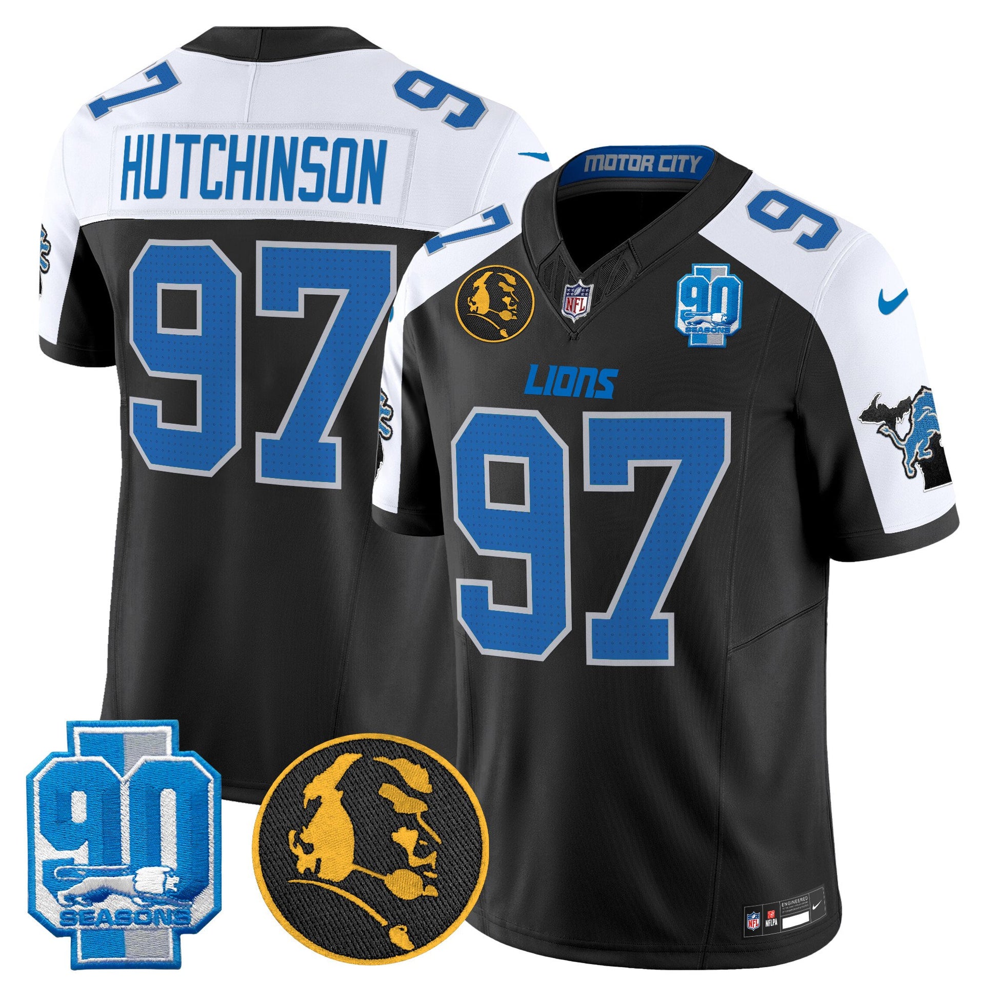 Men's Detroit Lions 2024 90th & John Madden Patch Vapor Limited Jersey - All Stitched